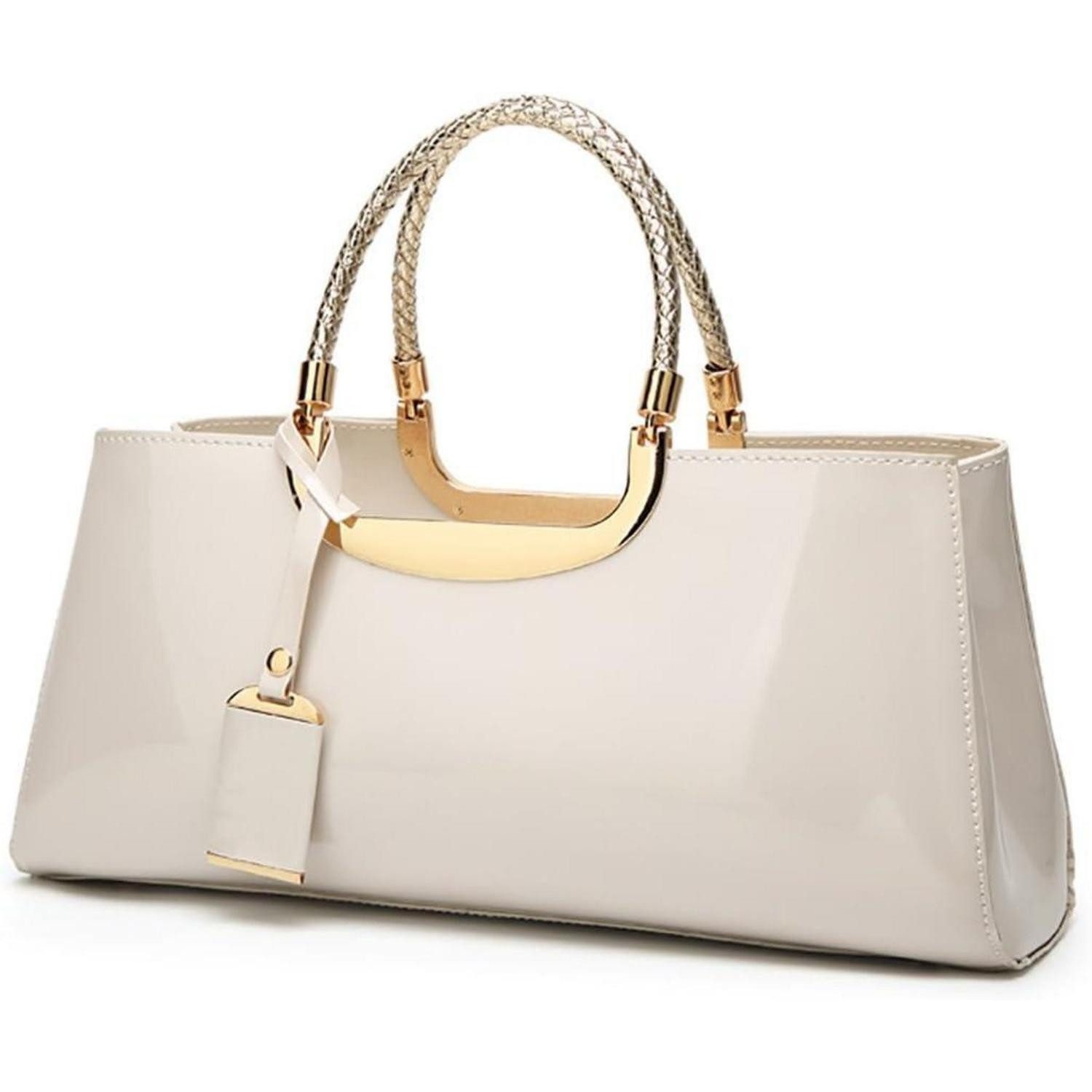 LuxusKollektion Handtasche Handtasche Damen PU Lackleder Umhängetasche Hochzeit Weiß
