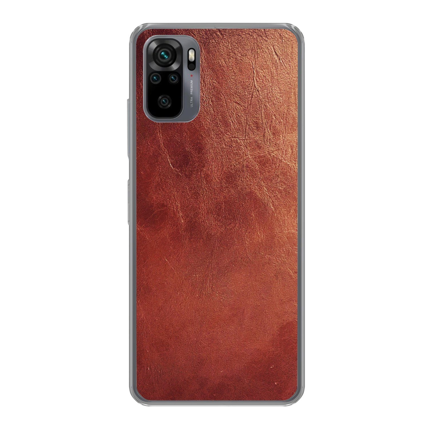 MuchoWow Handyhülle für Xiaomi Redmi Note 10S Leder - Lederoptik - Braun - Hell, Phone Case, Silikon, Schutzhülle Dünn