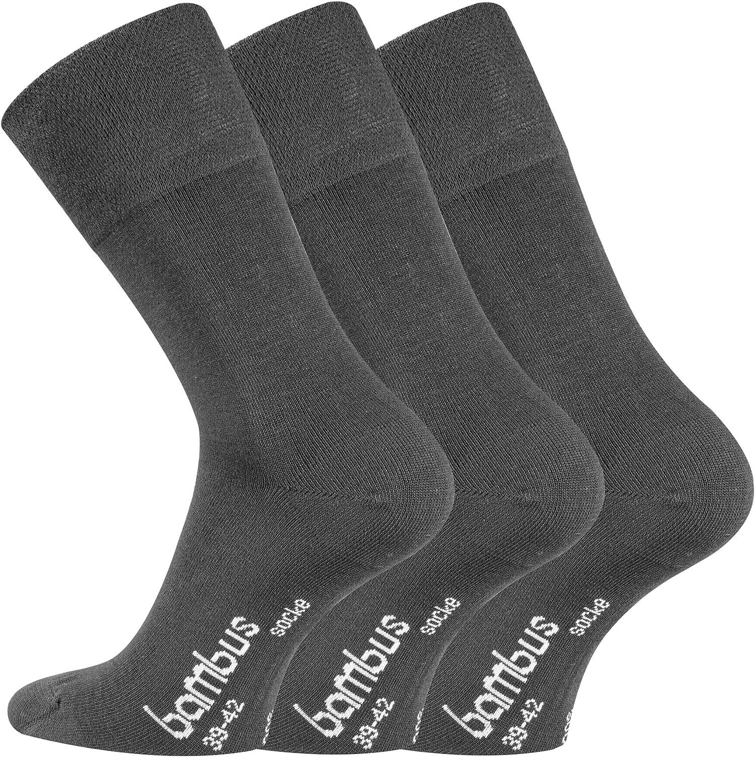 TippTexx 24 Komfortsocken 6 DIE Paar Gummidruck Socken, Bambus Anthrazit Bambussocken ohne Geruchs-Killer