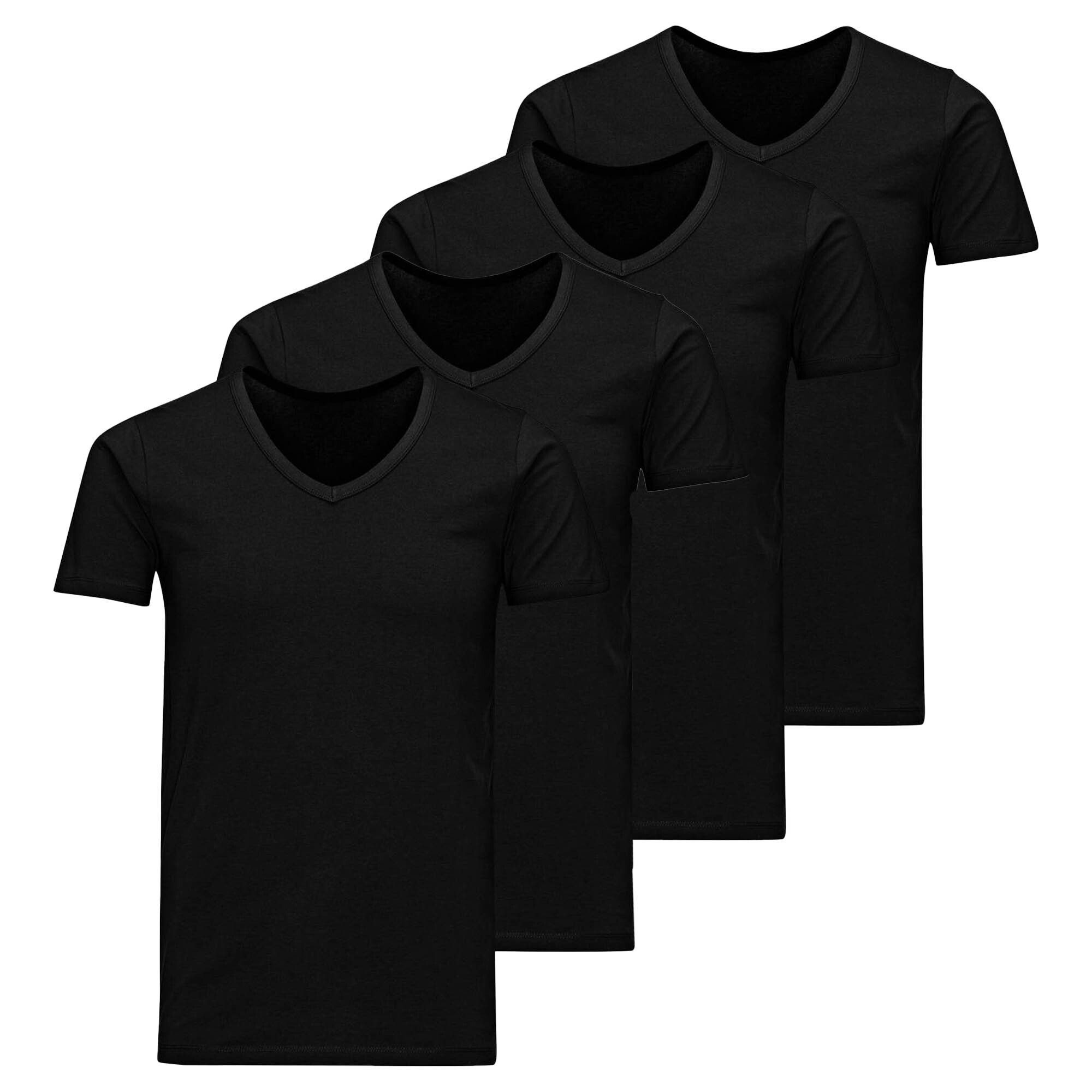 Jack & Jones T-Shirt Herren T-Shirt, 4er Pack - JACBASIC CREW NECK TEE Schwarz