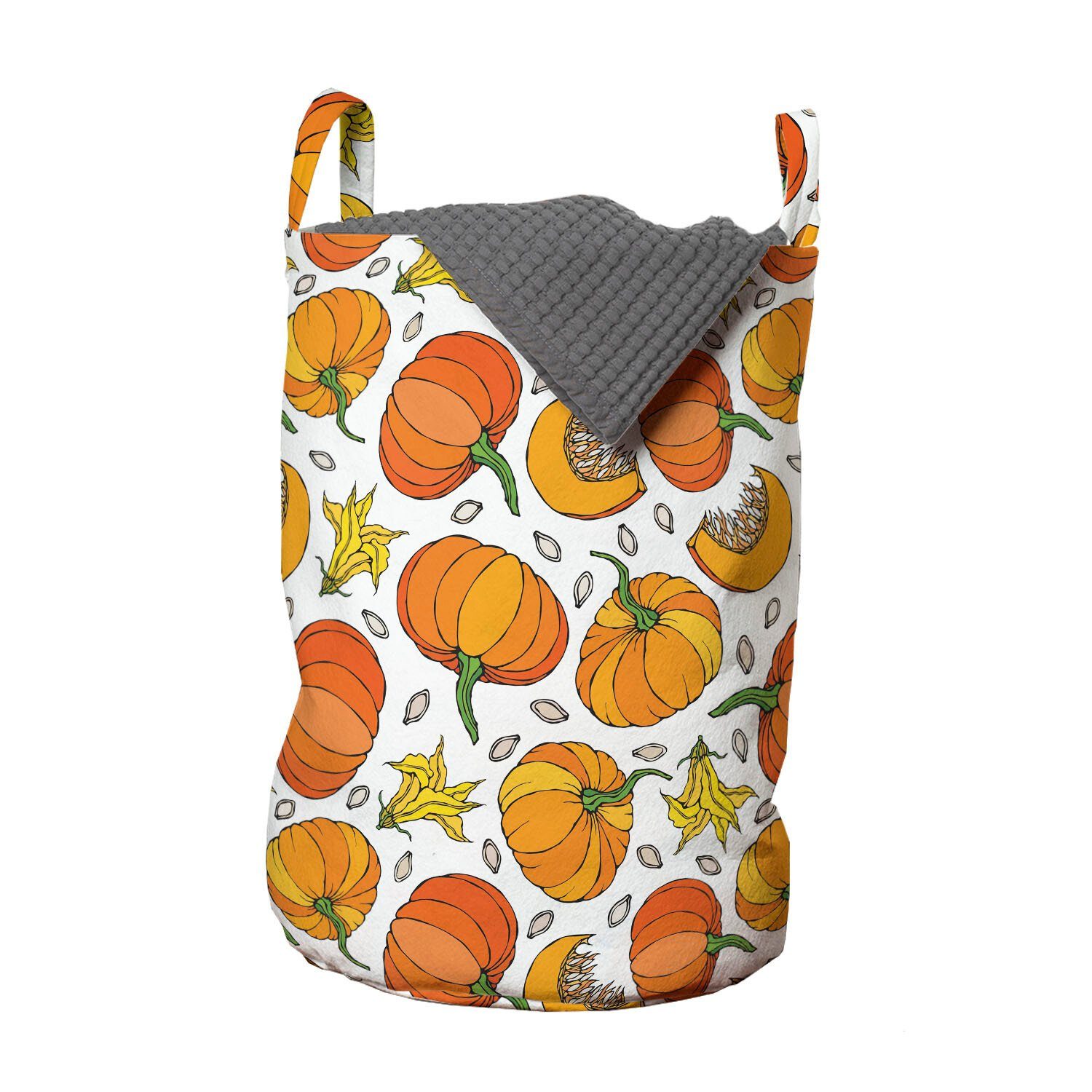 Abakuhaus Wäschesäckchen Wäschekorb mit Griffen Kordelzugverschluss für Waschsalons, Orange und Gelb Kürbissamen