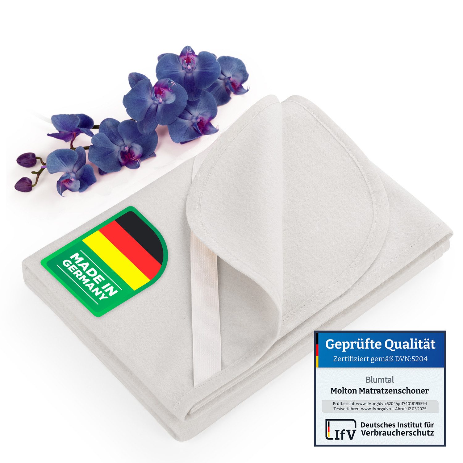 Matratzenschoner Blumtal Molton Atmungsaktive Premium Matratzenauflage Blumtal, 100% Baumwolle, Zertifizierte Qualität