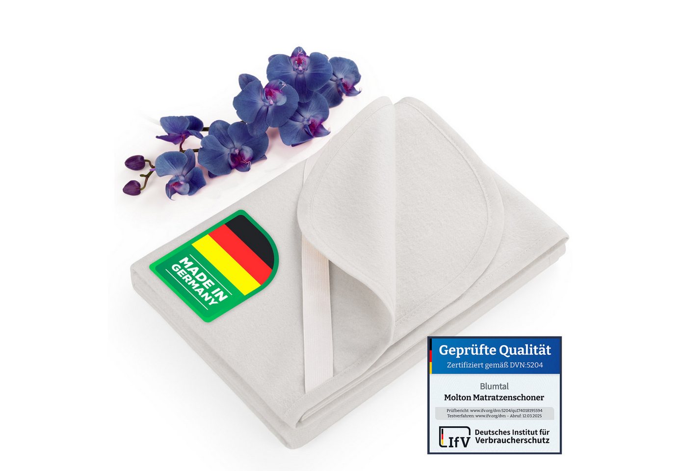 Matratzenschoner Blumtal Molton Atmungsaktive Premium Matratzenauflage Blumtal, 100% Baumwolle, Zertifizierte Qualität