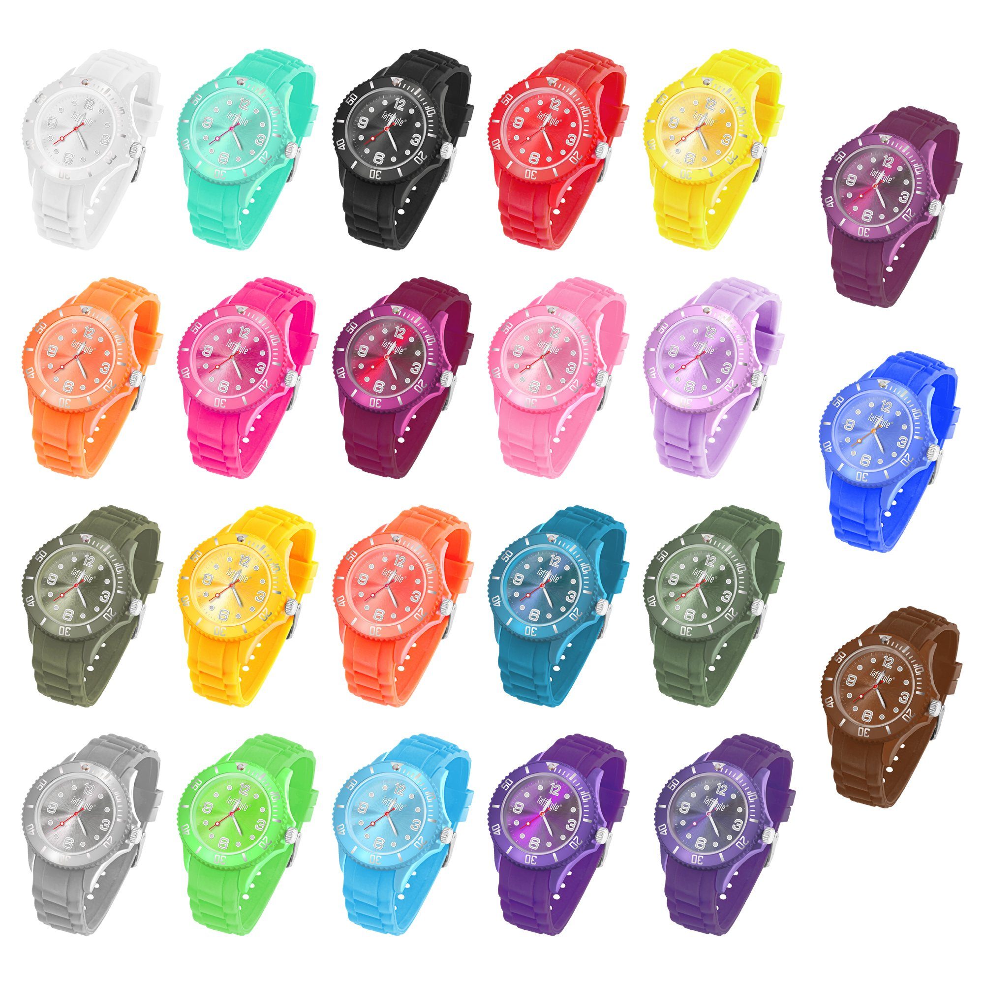 Taffstyle Quarzuhr Armbanduhr Silikon Analog Quarz Farbige Sport Uhr, Sportuhr Damenuhr Silikonuhr Kinderuhr Herrenuhr Bunt Gummi Armband