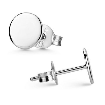 Materia Paar Ohrstecker Unisex Silber Plättchen Flach Rund Ø3-7mm SO-438, 925 Sterling Silber, rhodiniert