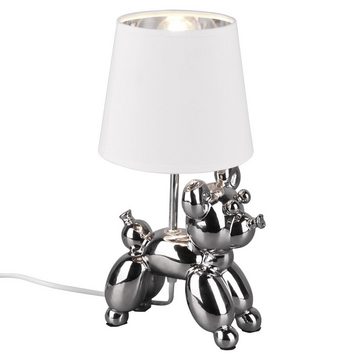 etc-shop Smarte LED-Leuchte, Smart RGB LED Tisch Lampe Keramik Hund silber DIMMER Textil-