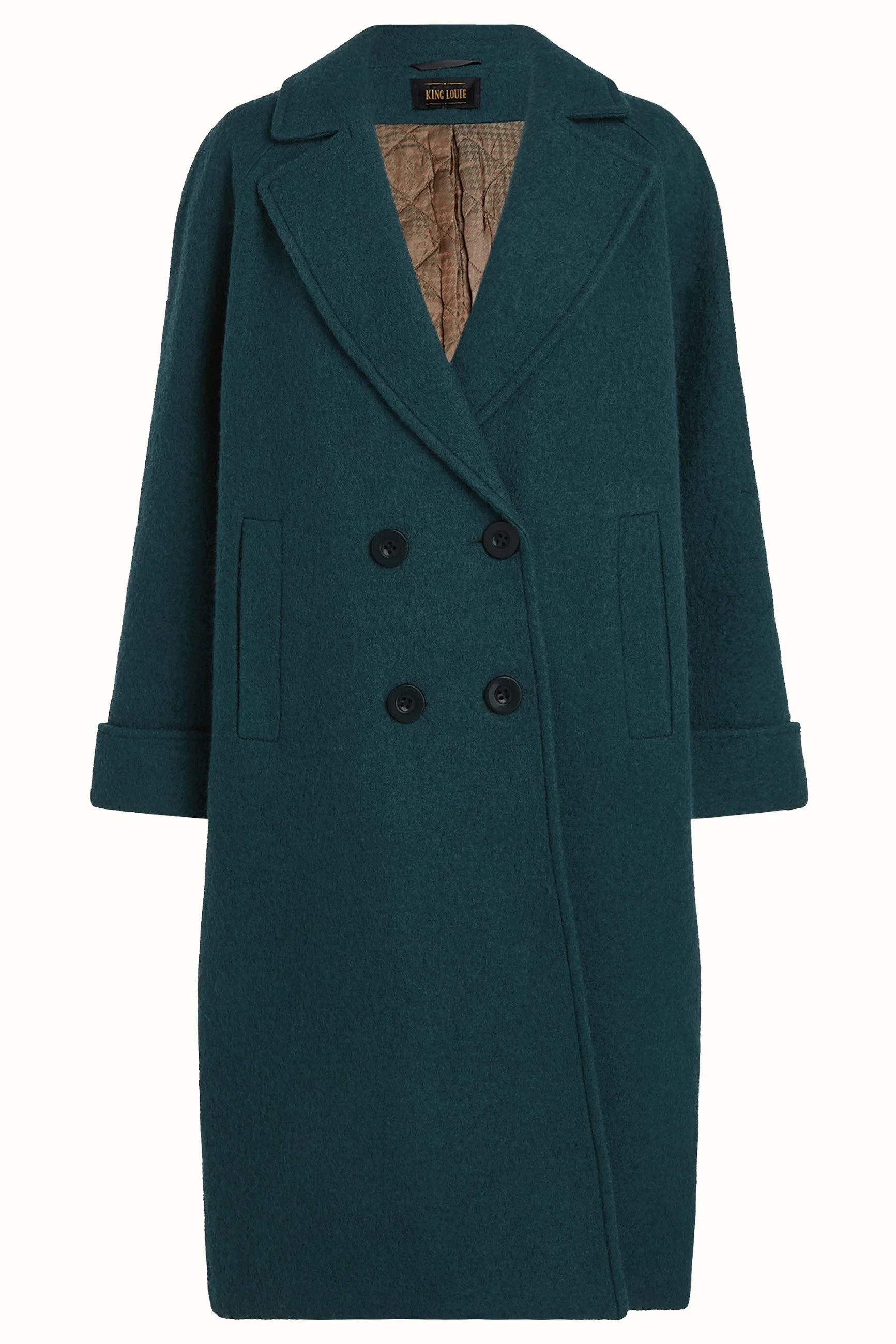 King Louie Wollmantel Amelie Coat Long Kennedy - Eleganter Wollmantel mit Reverskragen