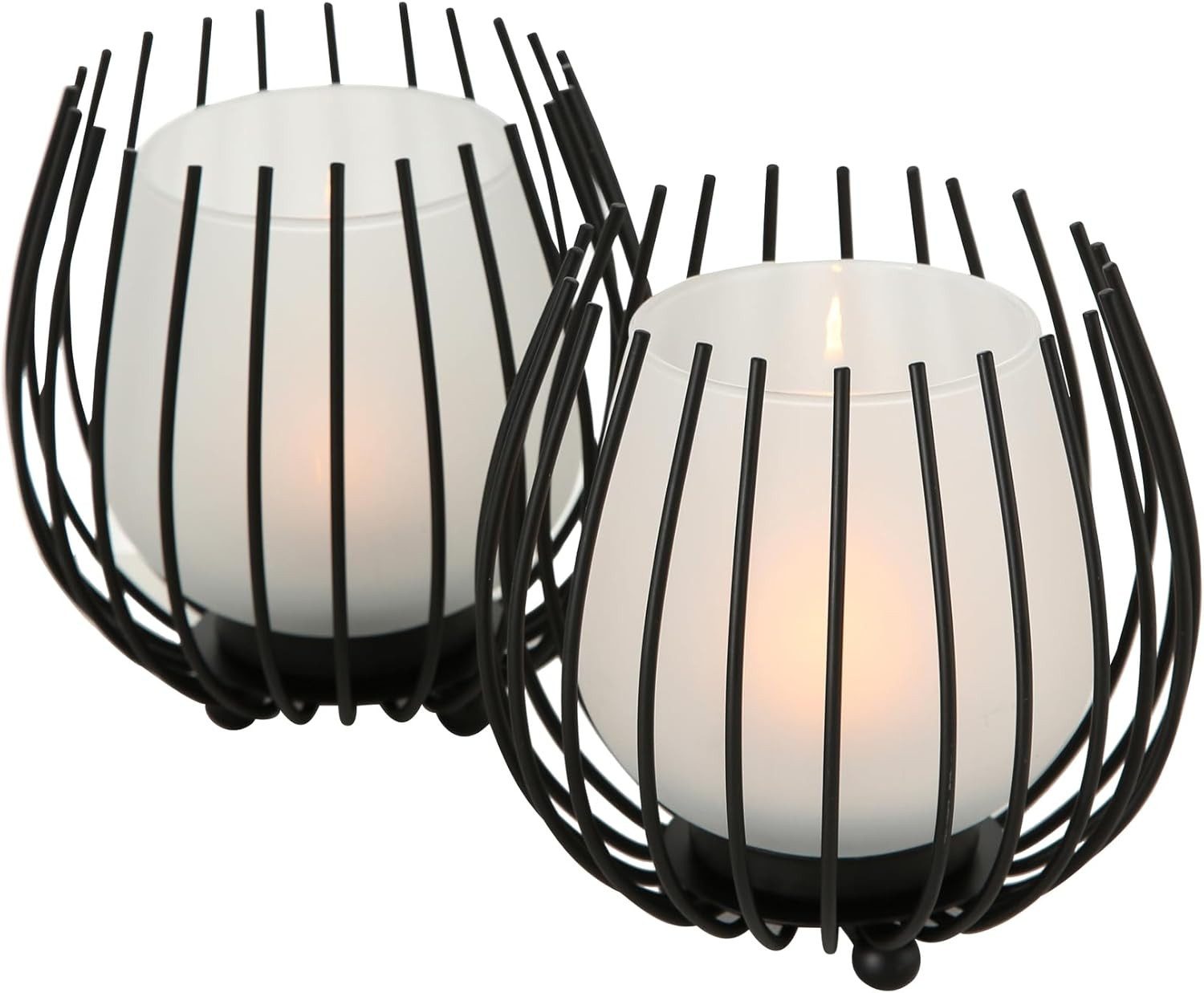 BOLTZE GRUPPE GmbH Windlicht Windlicht Laval Eisen Glas Schwarz H 12cm 2 te günstig online kaufen