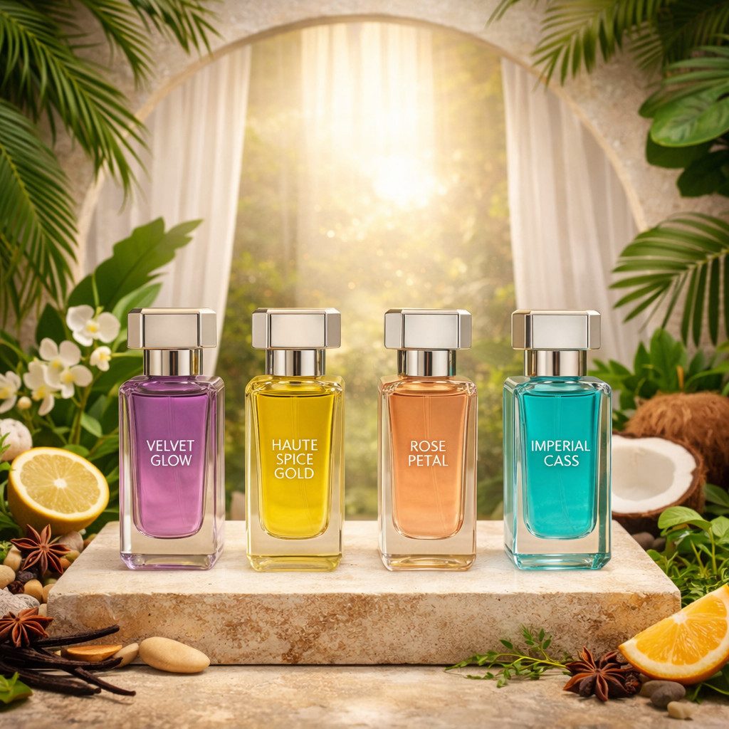 Fine Perfumery London Eau de Parfum Laghmani Signature Collection Damendüfte Geschenkset 4×30 ml, 1-tlg., Luxuriöses Damenduft Geschenkset langhaltend sehr edel verpackt