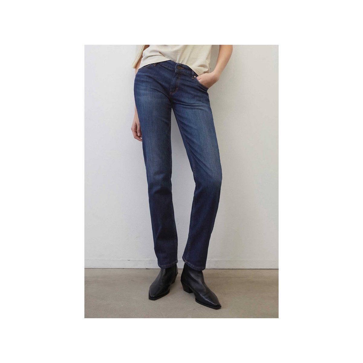 O'Polo dunkel-blau Straight-Jeans bequem Marc (1-tlg)