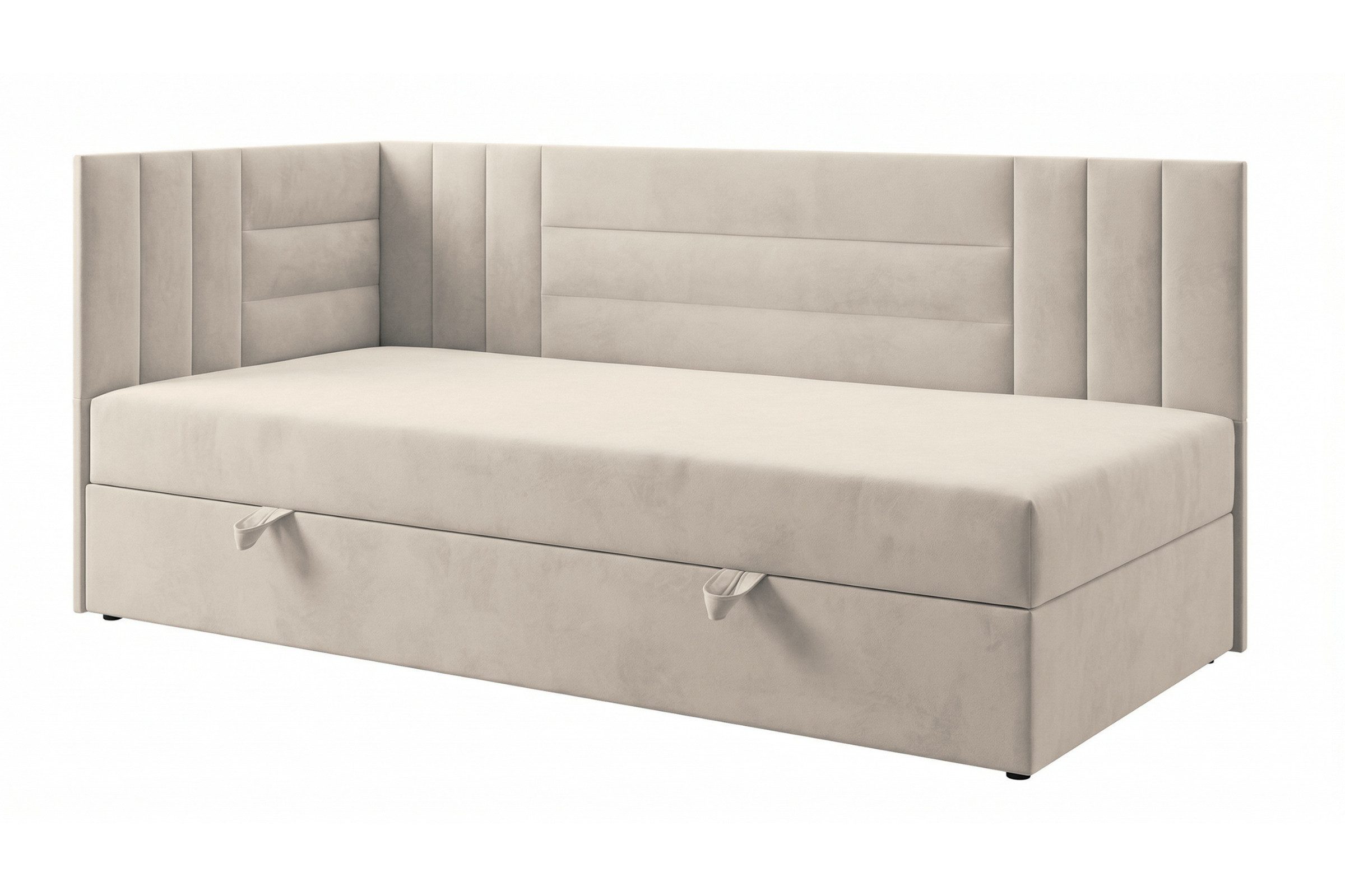 Deine Möbel 24 Boxspringbett KAYA Schlafsofa Jugendbett mit Bettkasten, Topper, Veloursbezug (ideal für Jugendliche und Erwachsene, 1-St., Modernes 2-in-1 Design Schlafsofa & Bett), 90x200 100x200 Schwarz Grau Beige Ecru Anthrazit