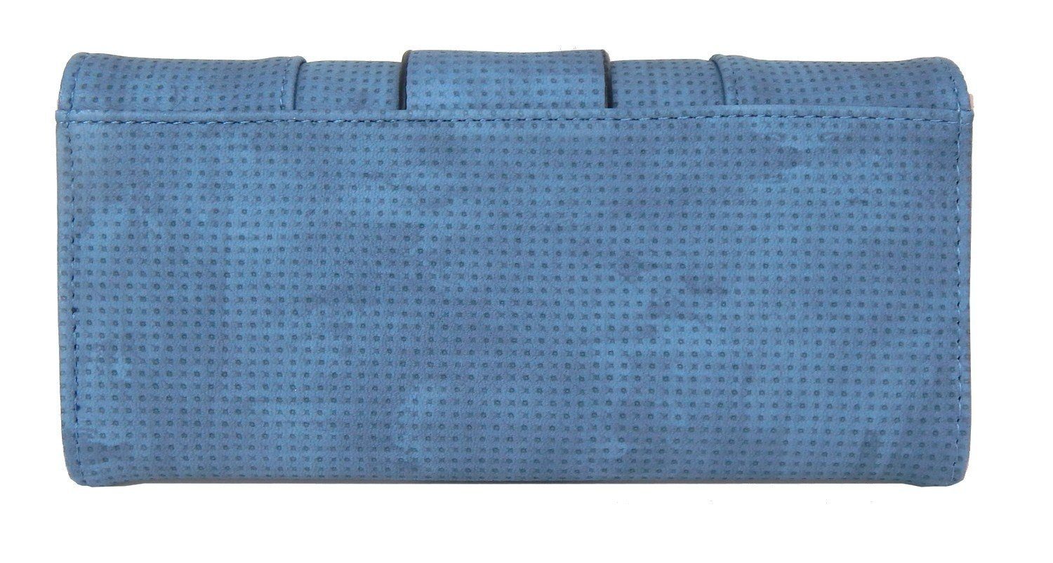 Ella Jonte Geldbörse, lange Geldbörse blau gold mit Zierschnalle Retro Style Velouroptik