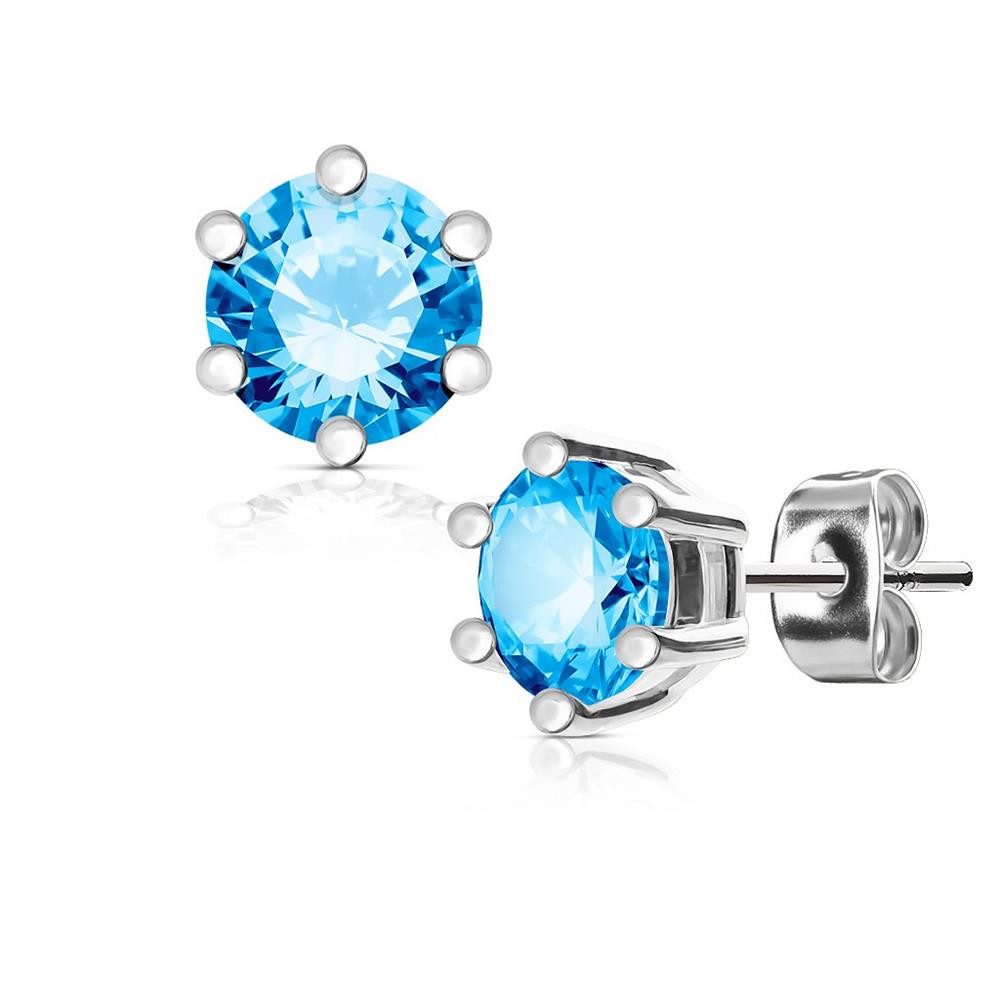 Ohrring-Set Ohrstecker blauer Kristall 3mm Silber aus Edelstahl Unisex