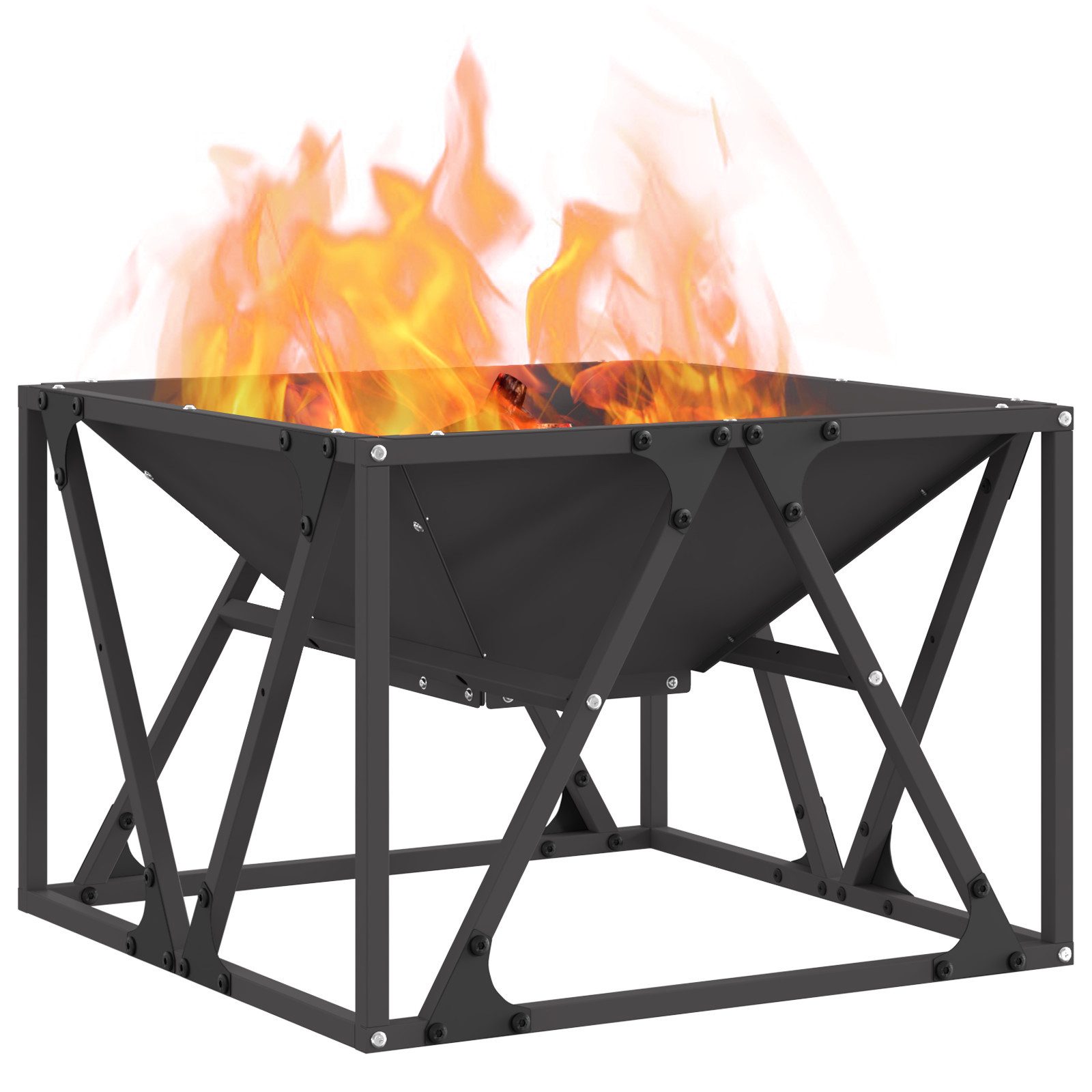 vidaXL Feuerstelle Feuerstelle Quadratisch Schwarz 50x50x35 günstig online kaufen