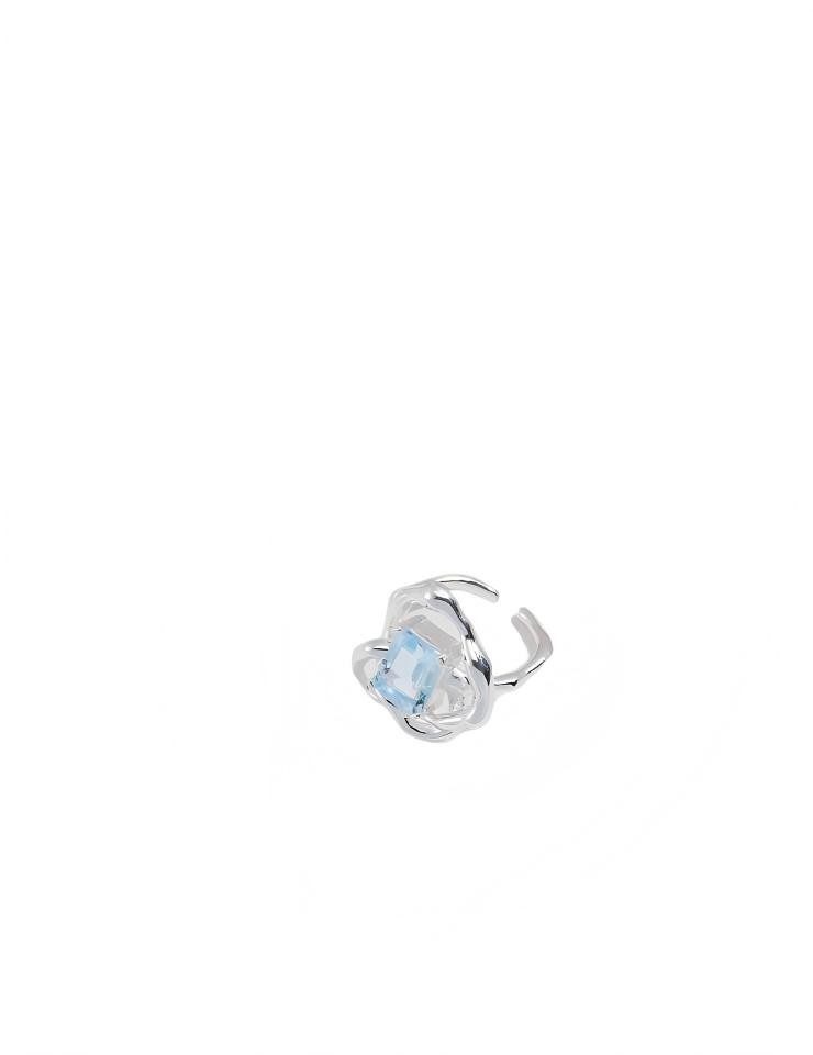 Jumpeak Silberring Ring S925 Silber 18K Vergoldet Topas Stein Offen Silber Damen, Topas Ring Verstellbar Organisch Geschenk Freundin Elegant Naturstein