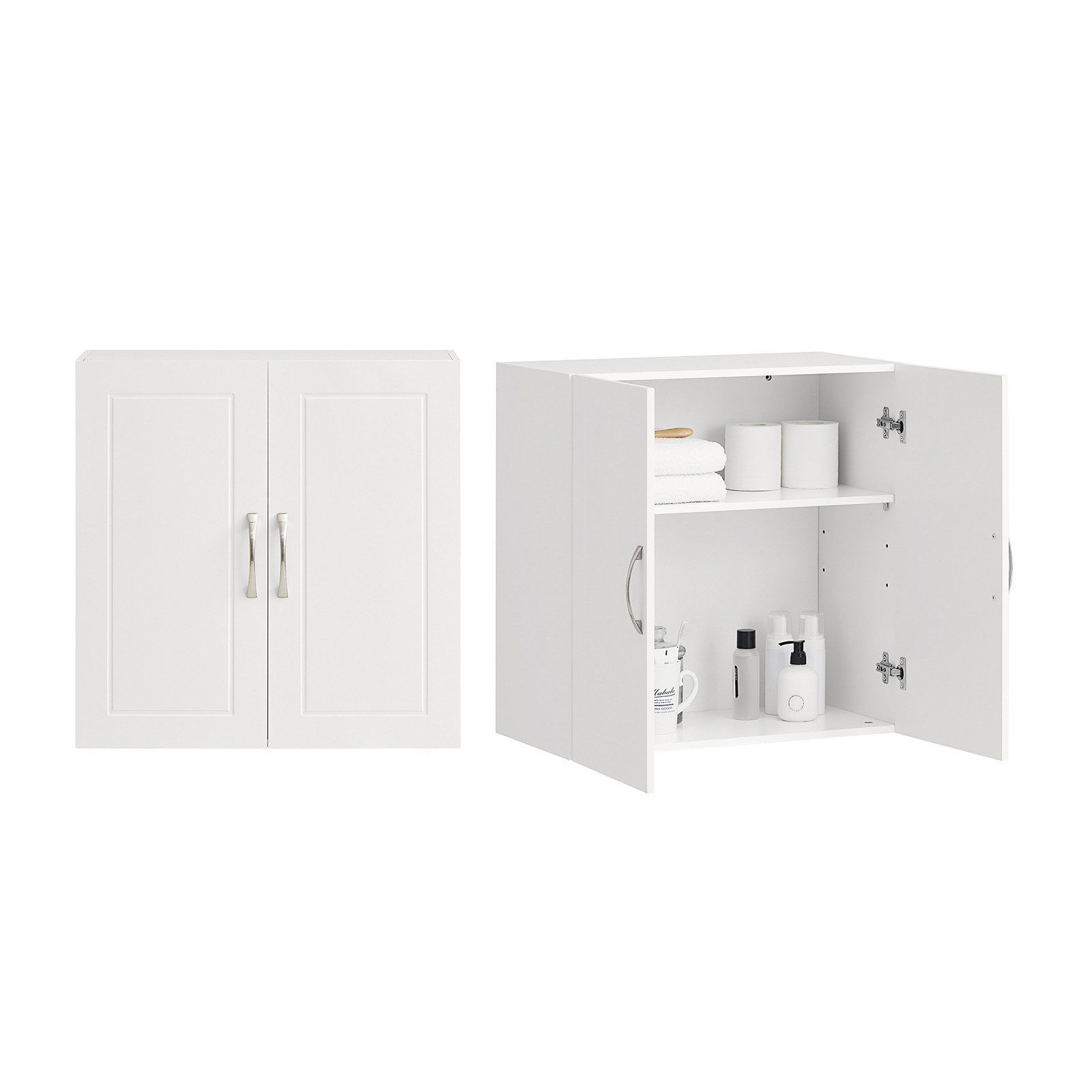 SoBuy Hängeschrank FRG231, Hängeschrank Badezimmerschrank Badschrank Wandschrank Küchenschrank, 30 x 60 x 60 cm, mit 2 Türen, Bad, Küche