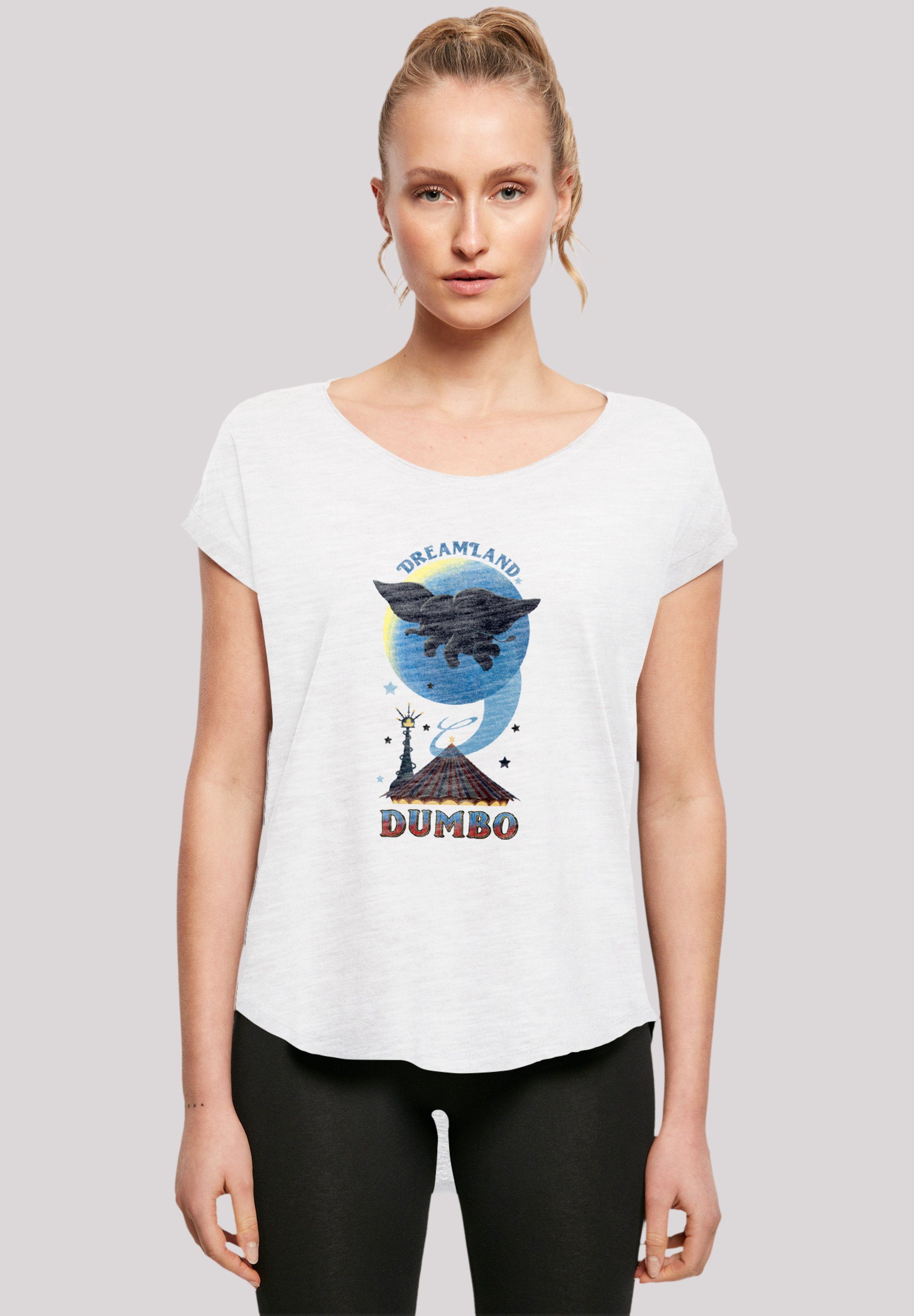 Dreamland F4NT4STIC Damen Hinten geschnittenes T-Shirt Premium extra Disney Qualität, T-Shirt lang Dumbo