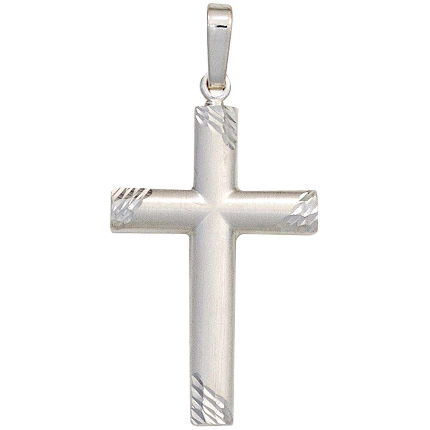 Schmuck Krone Silberkette aus Halsschmuck, Panzerkette 925 60cm teilmatt Silber Kreuz mit 2mm Schmuck-Set