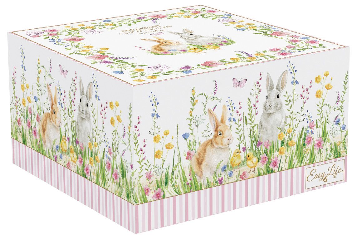 EasyLife Untertasse Happy Easter, Spülmaschinengeeignet, Mehrfarbig, Hasen, H: 9cm