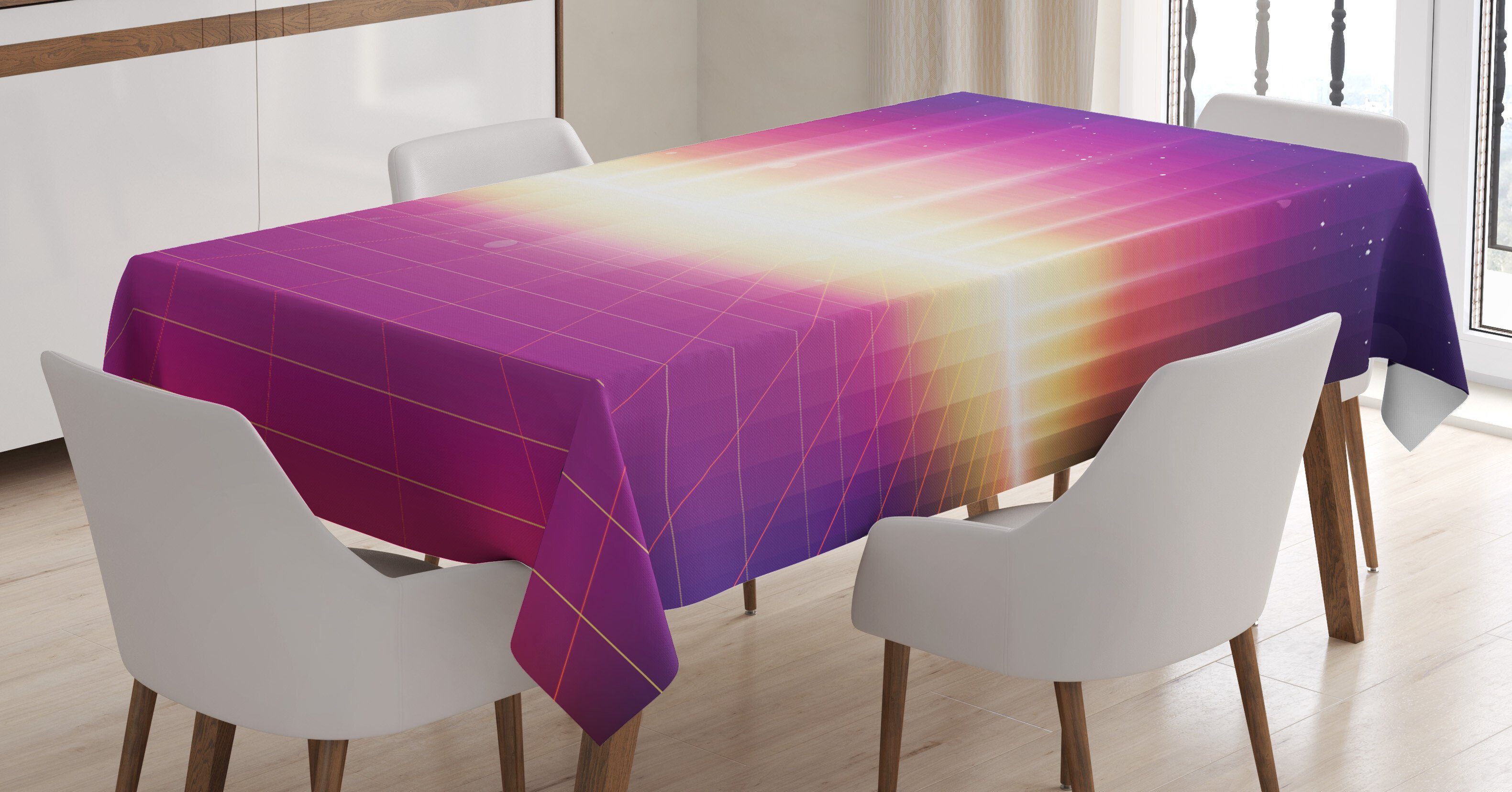 Abakuhaus Tischdecke Farbfest Waschbar Für den Außen Bereich geeignet Klare Farben, Vaporwave 80er Retro Sci-Fi Hintergrund