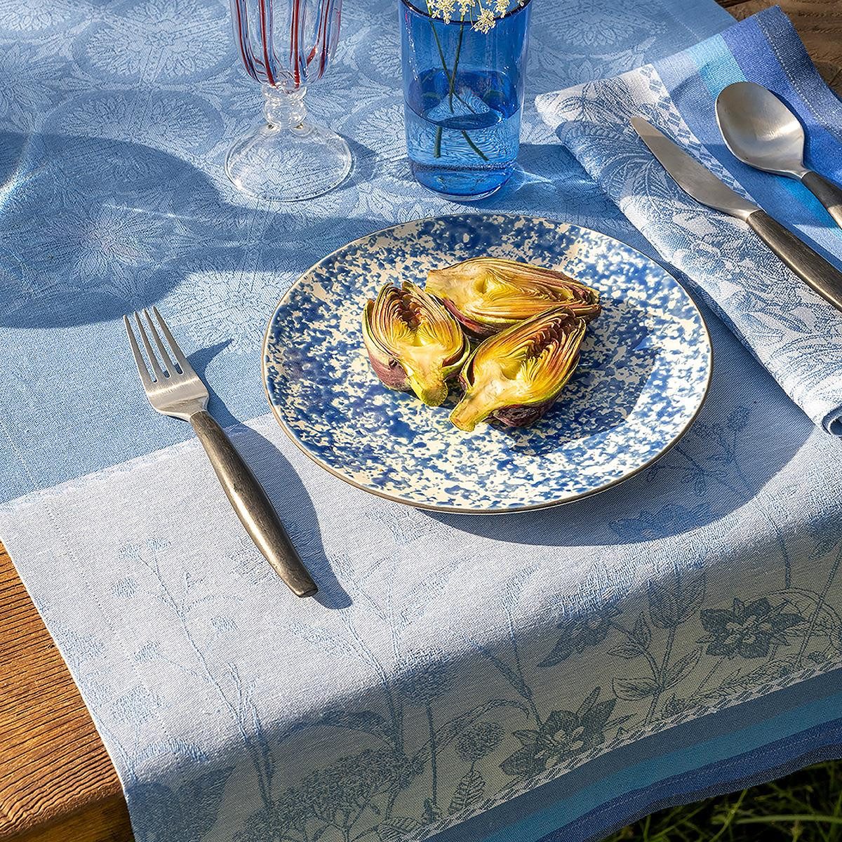 Le Jacquard Francais Tischläufer Tischläufer Instant Bucolique Bleuet 50x150 cm, jacquard-gewebt