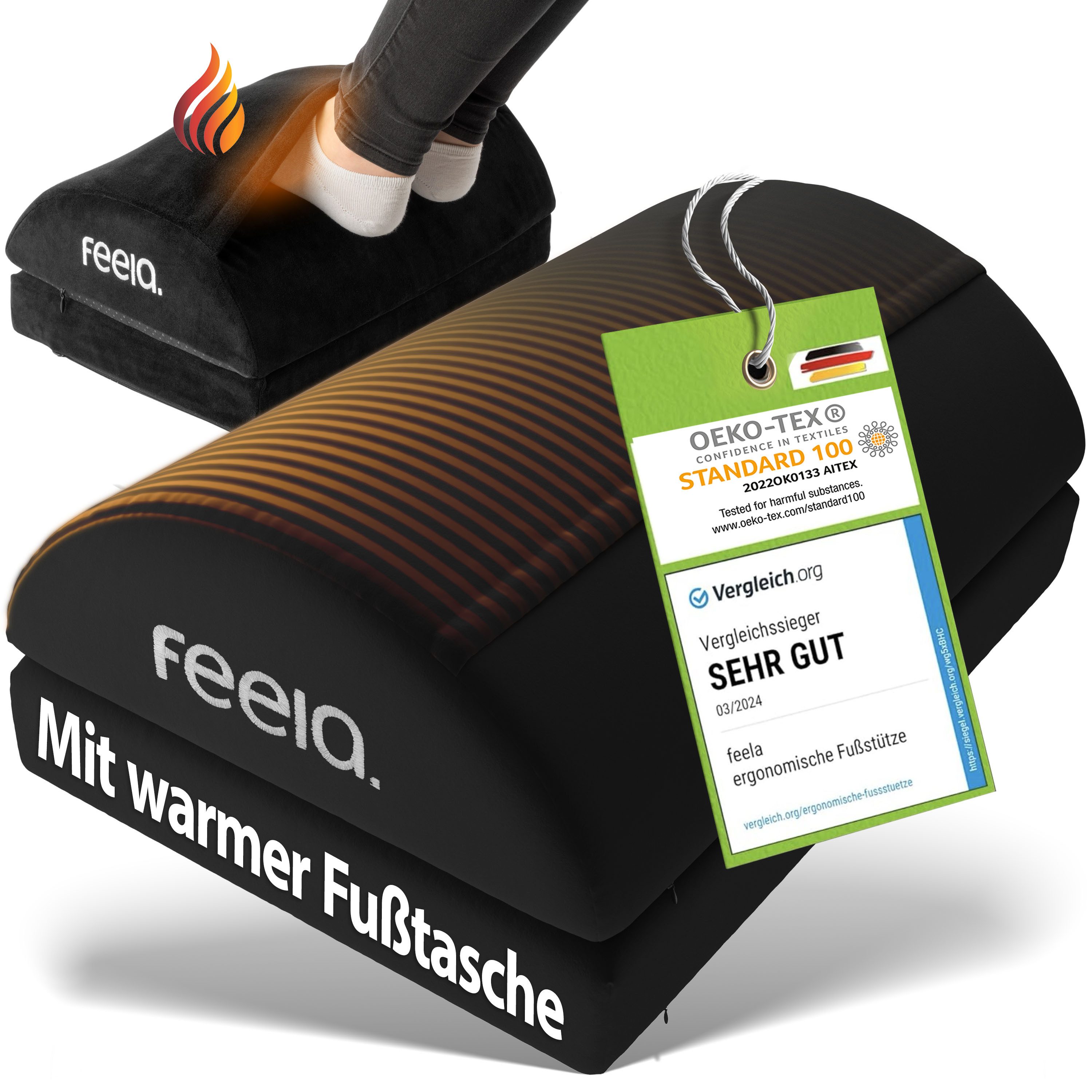 feela Fußstütze Ergonomische Fußstütze – entlastet Beine & Rücken, ideal fürs Büro, Entlastet Rücken & Beine – ideal fürs Büro & Homeoffice