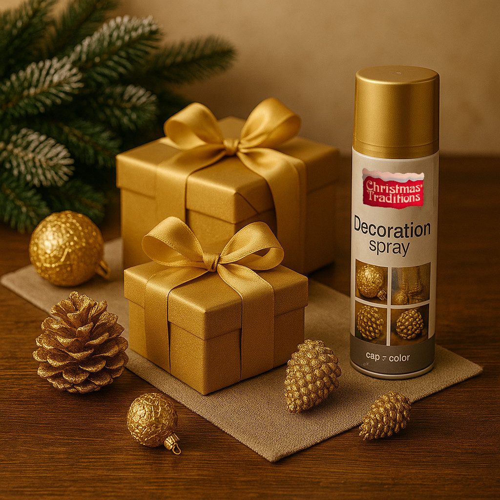 Goodmark Streudeko Deko-Spray Gold – 100ml für Weihnachtsdeko, (1-tlg), Schneller Goldglanz für kreative Weihnachtsdeko