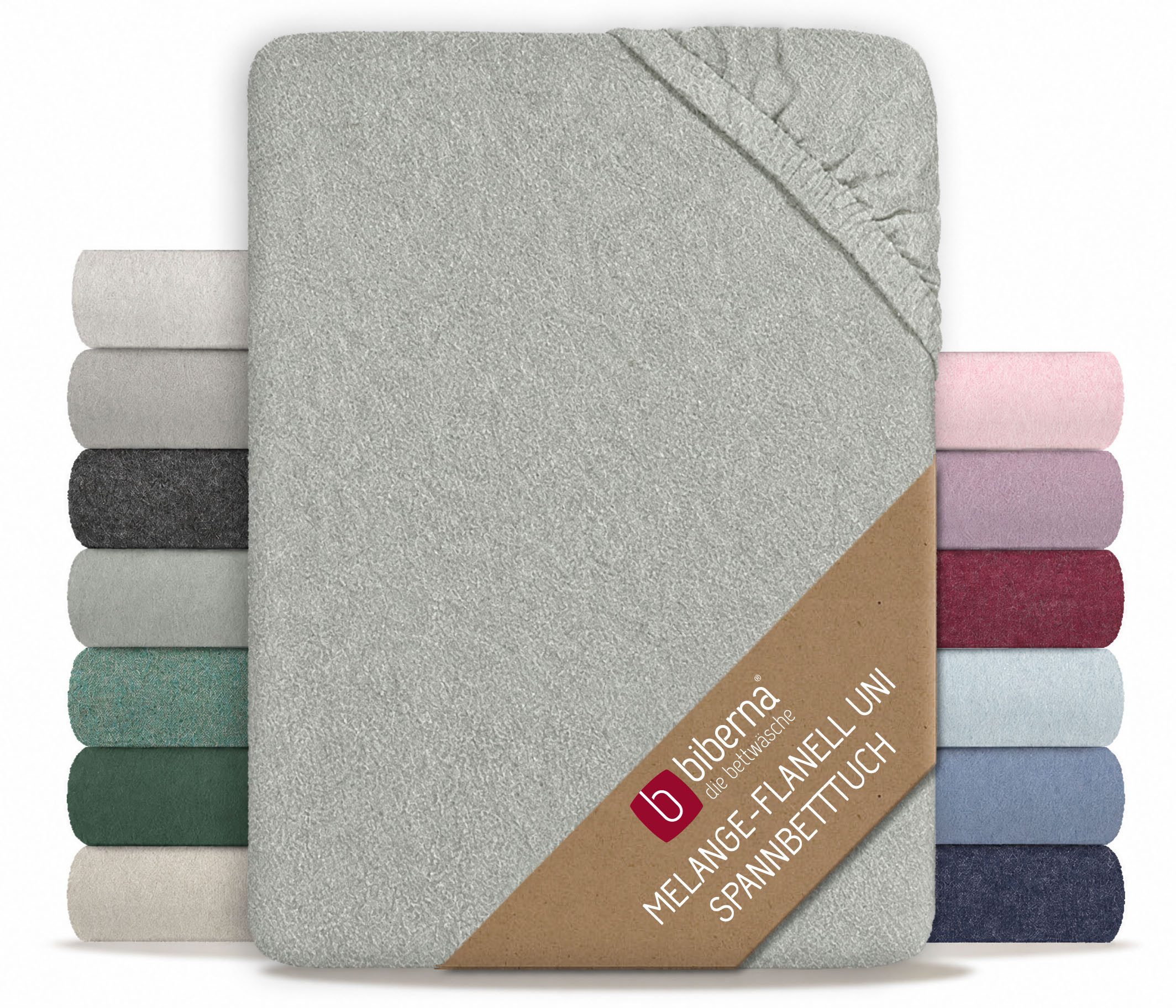 Biberna Spannbettlaken 0841380 HERMAL Premium Melange-Biber Spannbetttuch 100% Baumwolle, Flanell, Gummizug: rundum, (1 Stück), Biber, wärmend & weich, Rundumgummi, ab Größe 90 x 200 cm