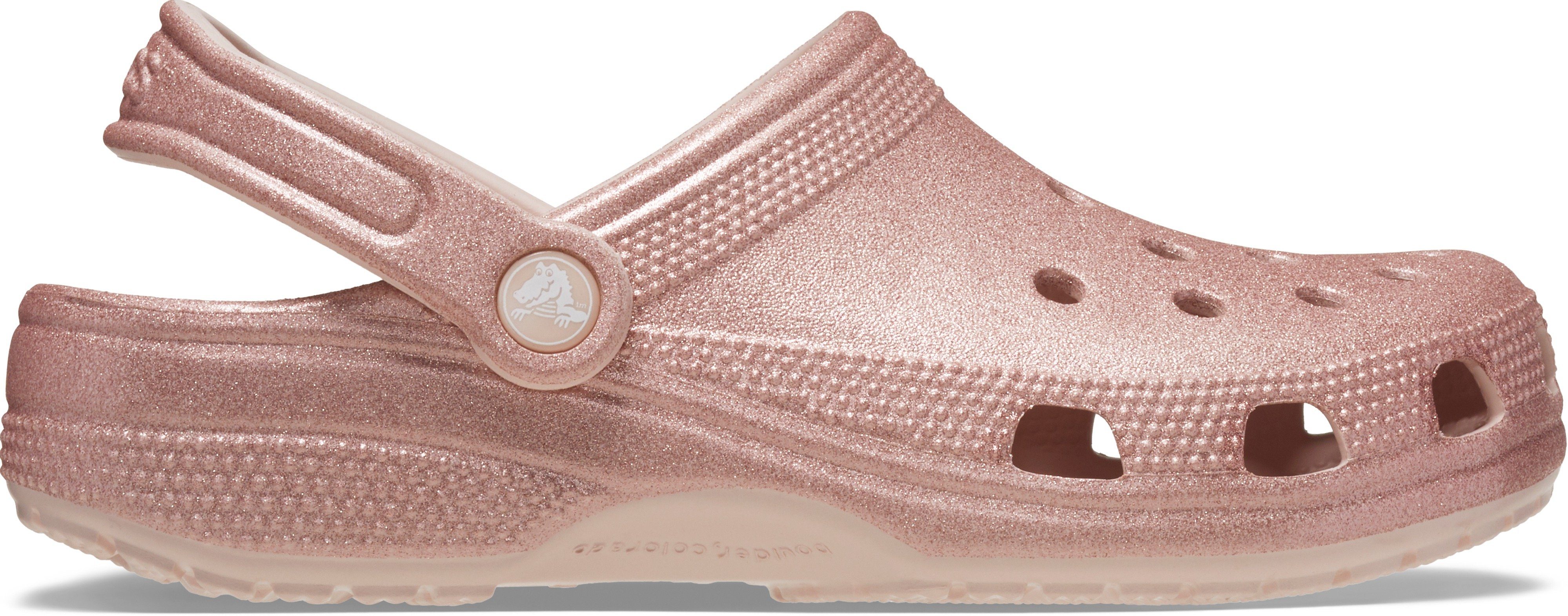 Crocs Classic Glitter Clog, Badesandale Hausschuh, Sommerschuh, Schlappen, Schlupfschuh mit Glitzer verziert