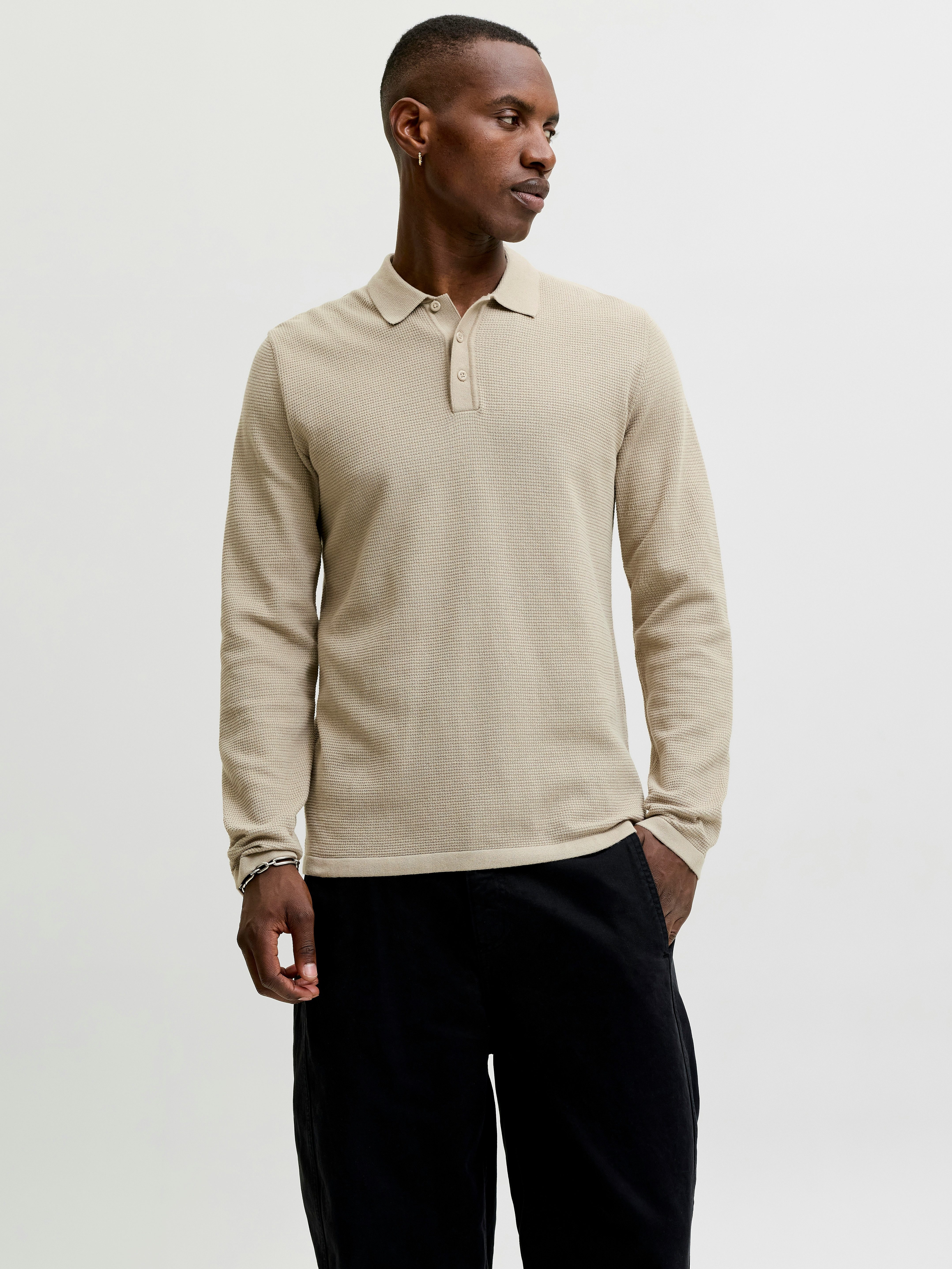 Jack & Jones Polokragenpullover JJEAUSTIN KNIT LS POLO SN Baumwollmischung, regular fit