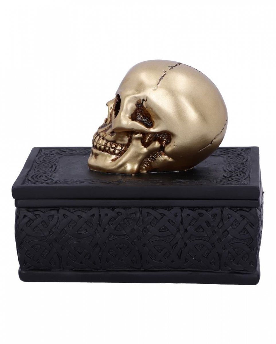 Horror-Shop Dekofigur Keltische Schatulle mit Goldenem Totenkopf günstig online kaufen