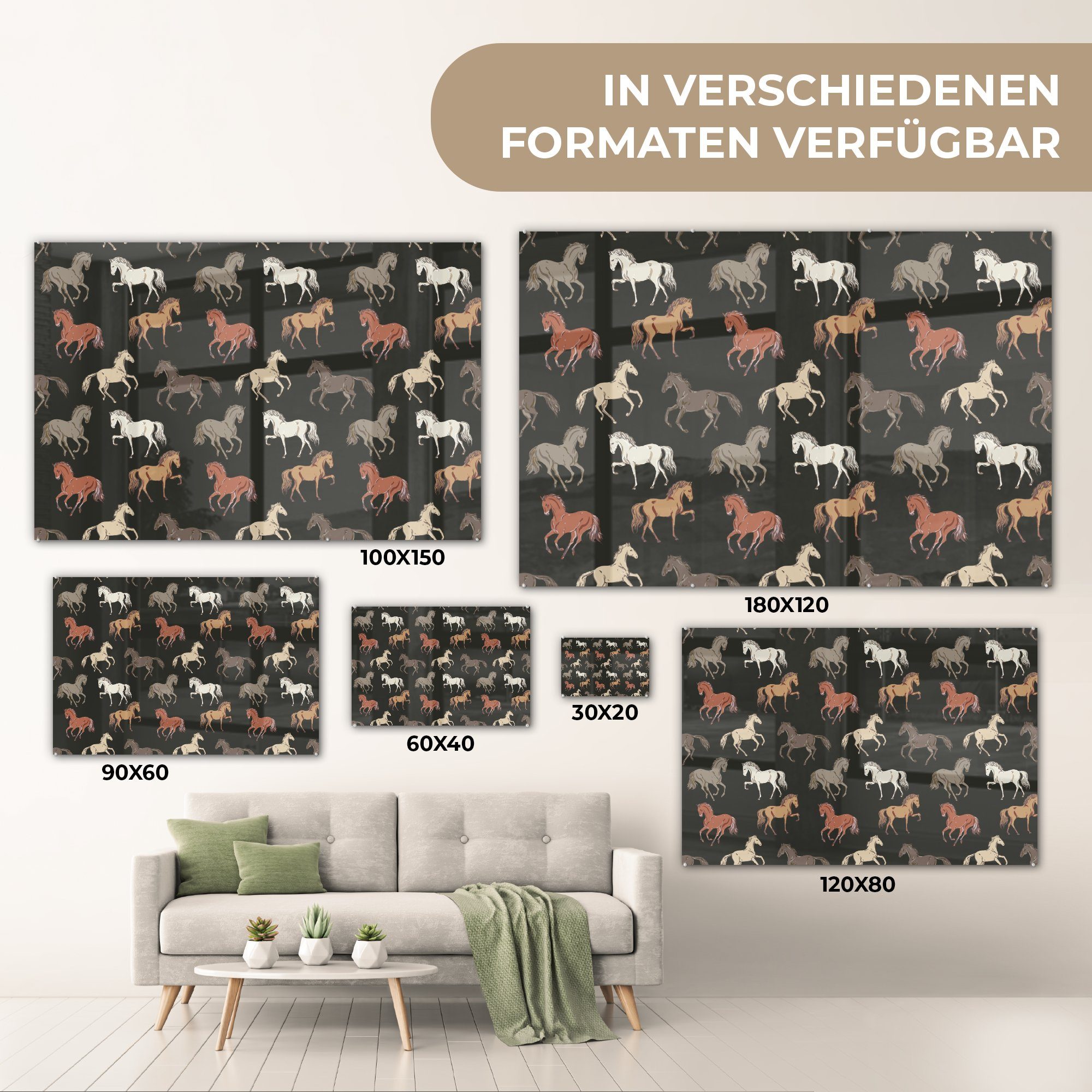 Glas - Bilder Wandbild Acrylglasbild - Mädchen, Braun Wanddekoration Glasbilder auf Kinder (1 MuchoWow Mädchen - Weiß Foto Pferde auf Glas - - - - St), -