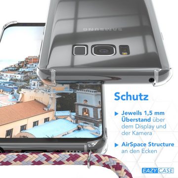 EAZY CASE Handykette Hülle mit Kette für Samsung Galaxy S8 5,8 Zoll, Hülle mit Umhängeband Bumper Case Hülle mit Band Rot Beige Camouflage