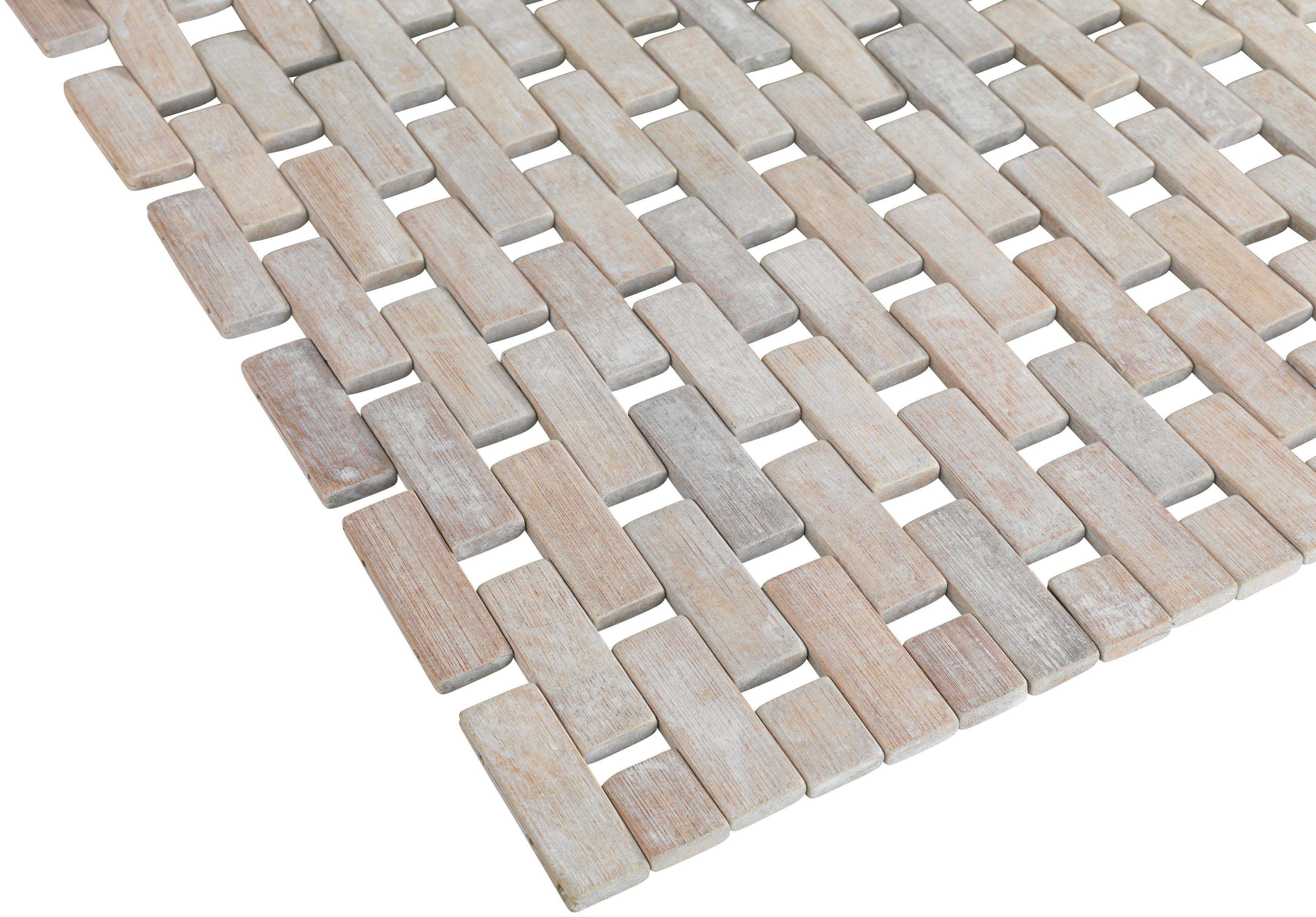 WENKO Badematte Bamboo, Höhe 0 mm, rutschhemmend beschichtet, fußbodenheizungsgeeignet, Bambus, rechteckig, aus Bambus, rutschhememnde Rückseite
