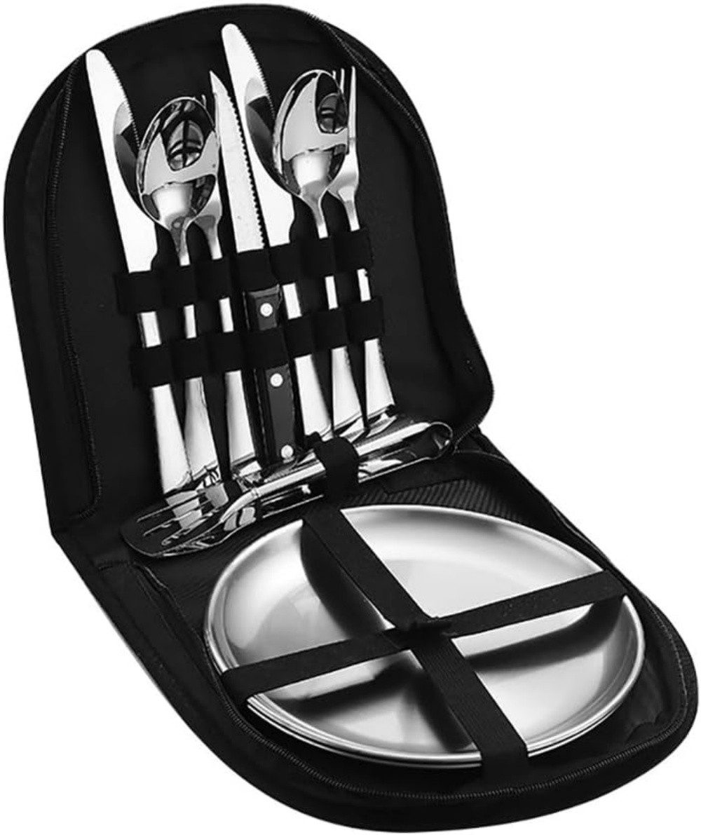 VEKROBOT Besteck-Set Outdoor Set Leichtes Besteck für Camping Picknick Komplettausstattung (1-tlg), Außerhaus Geschirrset für Camping