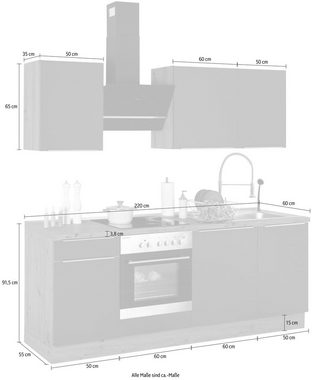 RESPEKTA Küchenzeile Safado aus der Serie Marleen, hochwertige Ausstattung wie Soft Close Funktion, Breite 220 cm