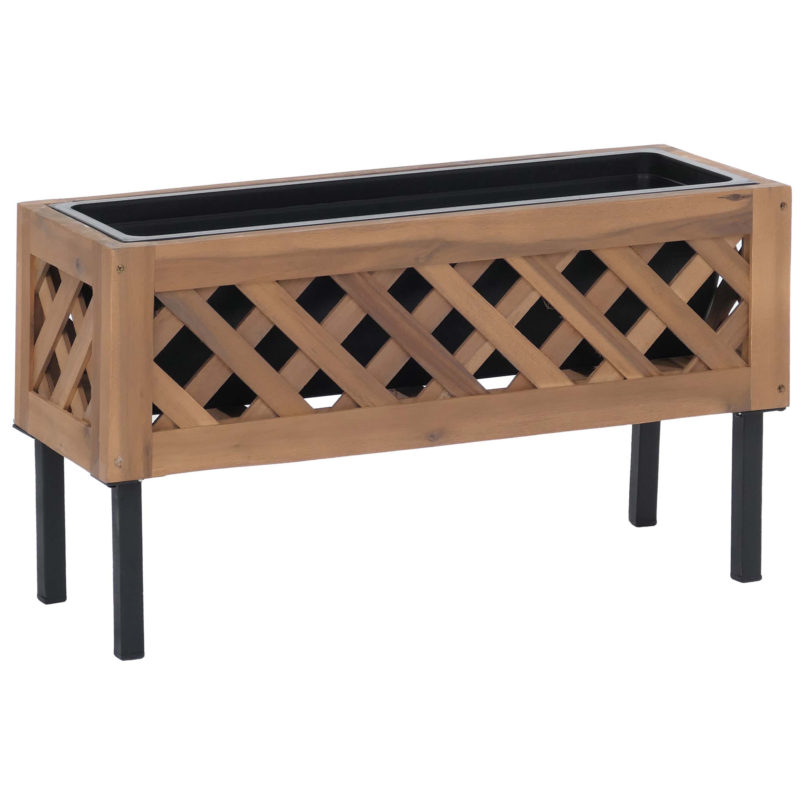 MCW Blumenkasten MCW-P86 (1 St), Füllmenge: ca. 16 Liter, Stilvolle Kombination aus Holz und Metall