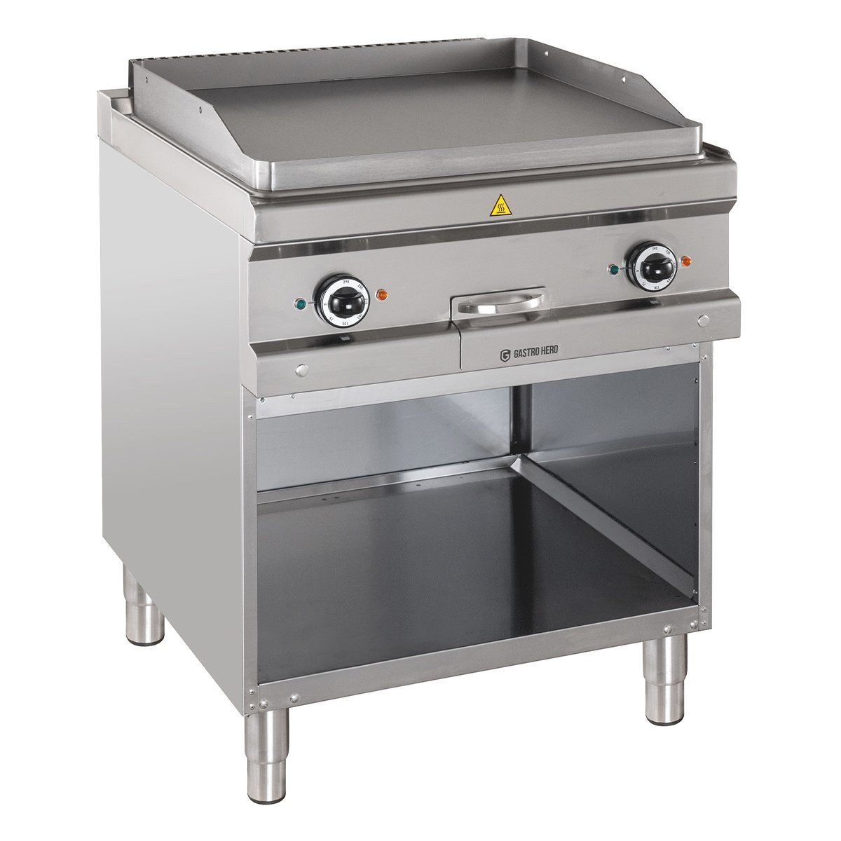 GastroHero Elektrogrill Elektro Grillplatte glatt 4 kW 700 mm Edelstahl Unterbau