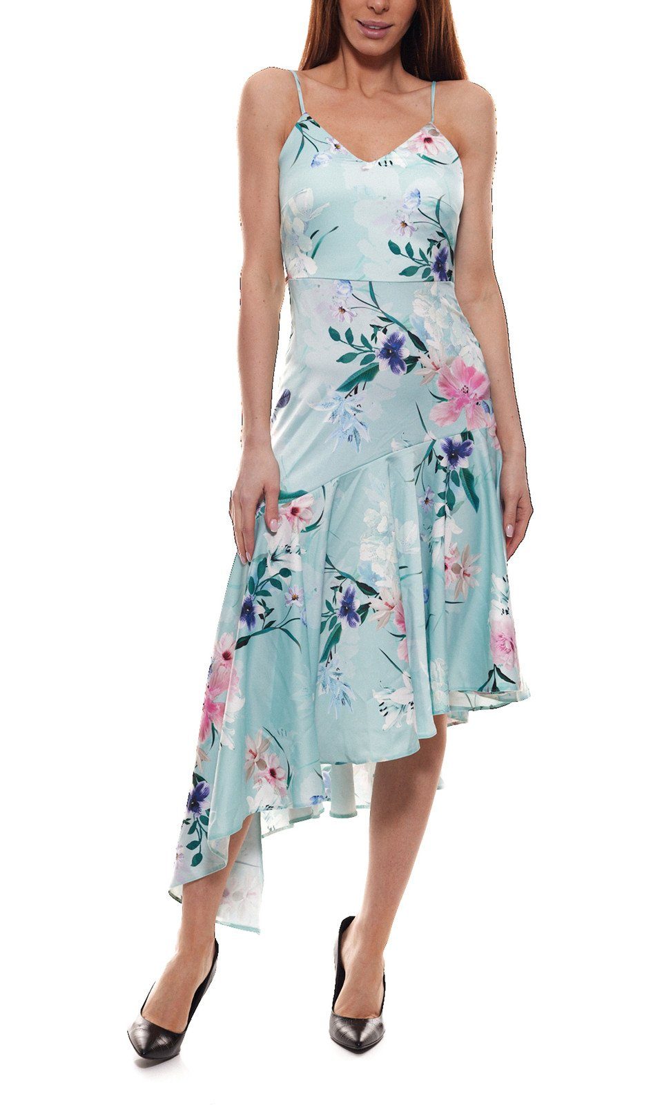 LIPSY Sommerkleid »LIPSY LONDON Kleid geblümtes Damen Vokuhila-Kleid mit  Volantkante Sommer-Kleid Blau« online kaufen | OTTO
