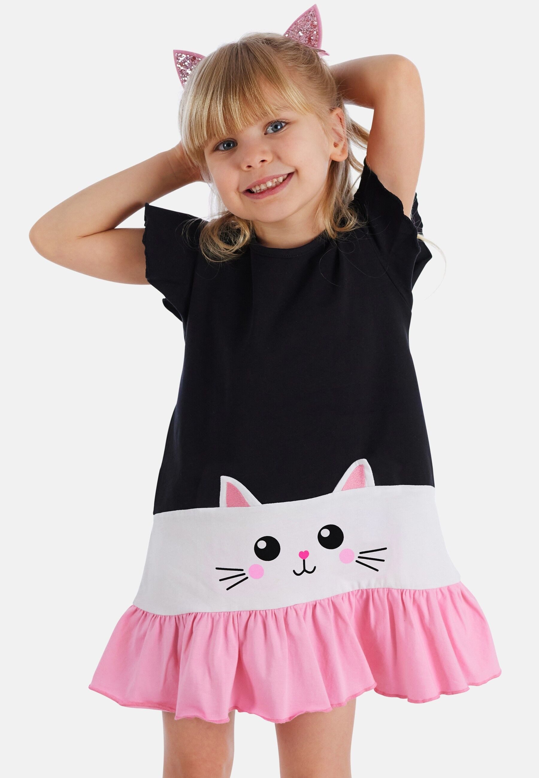 Denokids Shirtkleid Frilled Cat (1-tlg) mit Katzen-Print