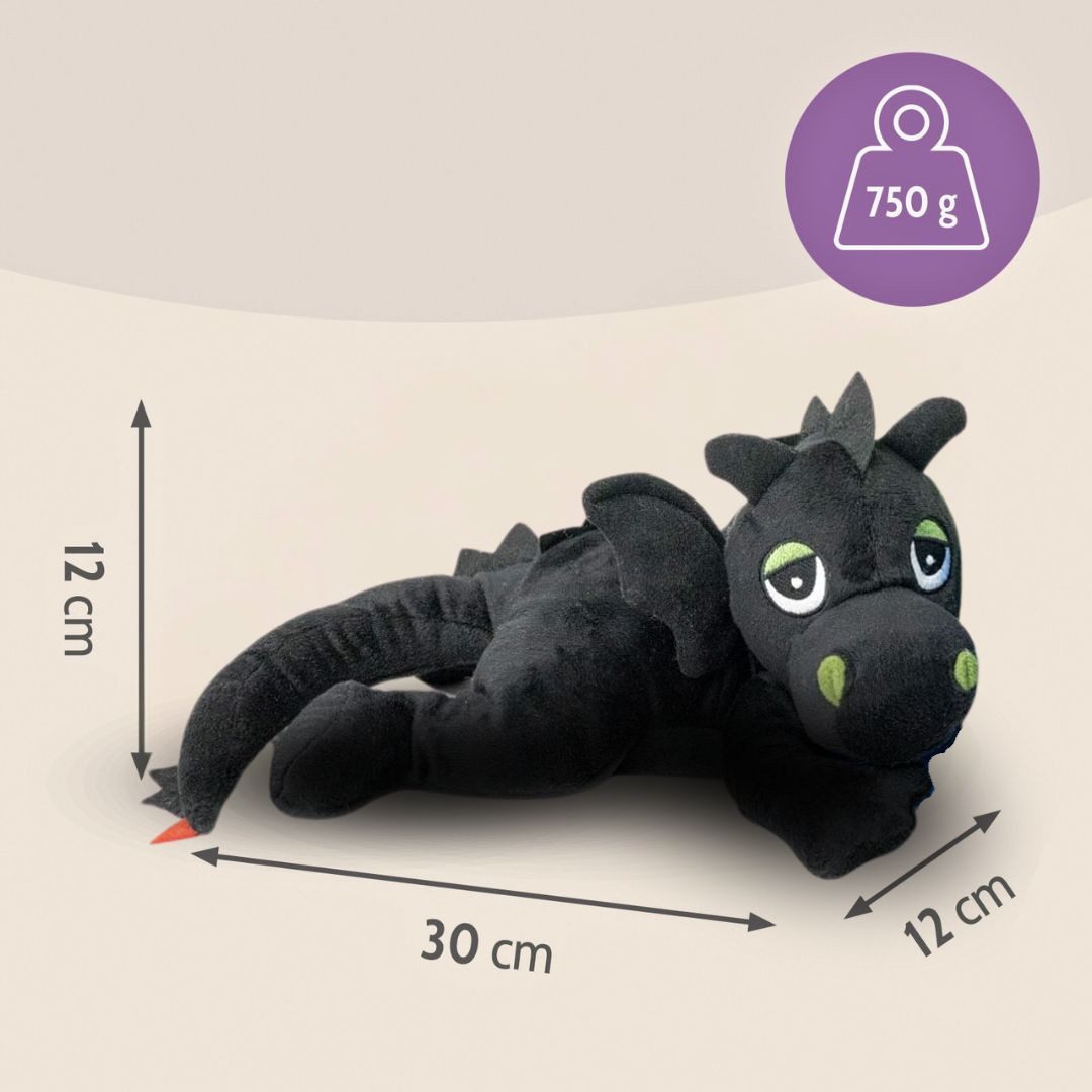 Habibi Plush Wärmekissen Habibi Plush Wärmetier Stofftier 1862 Glücksdrache schwarz