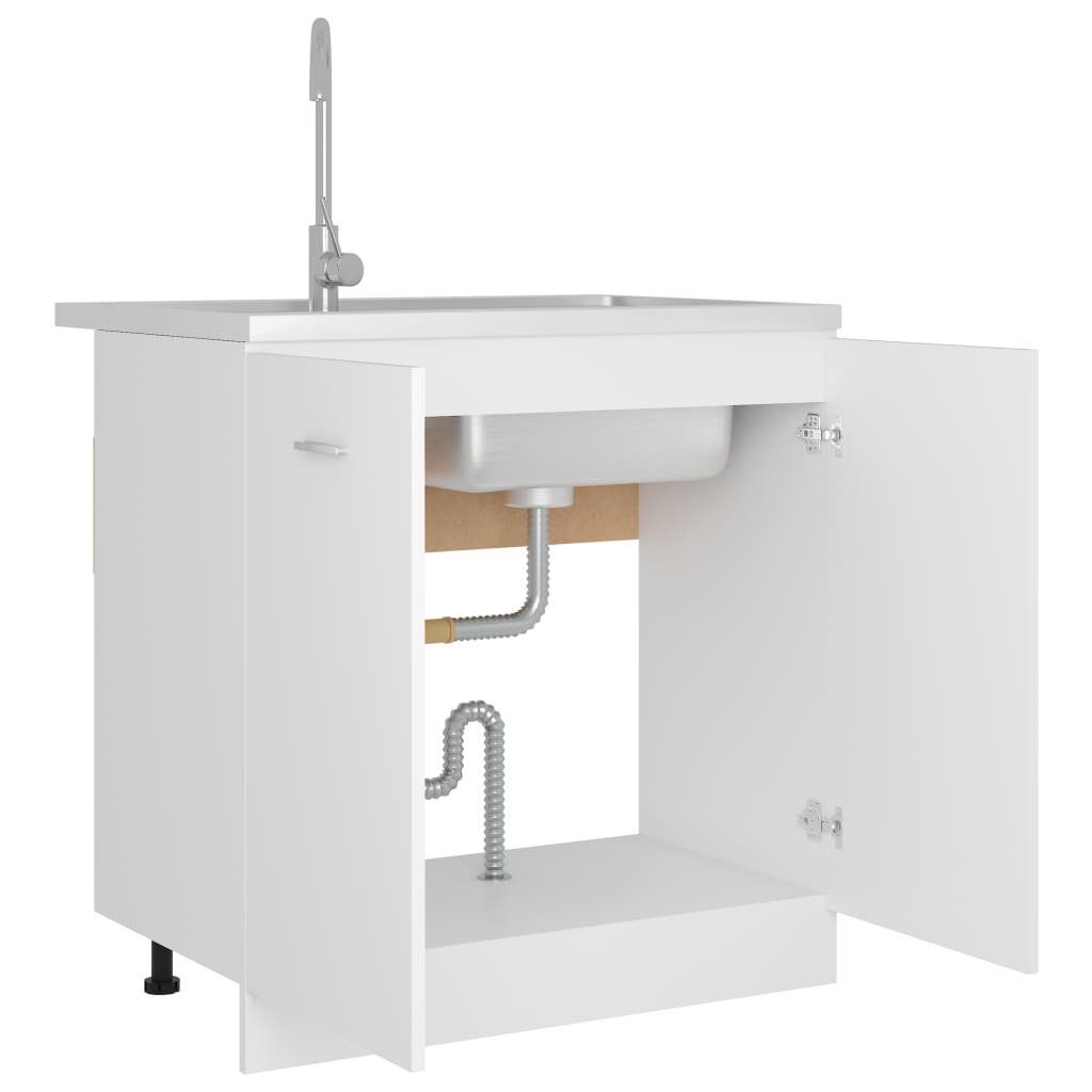 vidaXL Unterschrank NA Spülenunterschrank Weiß 80x46x81,5 cm Spanplatte – Bild 4 von 5