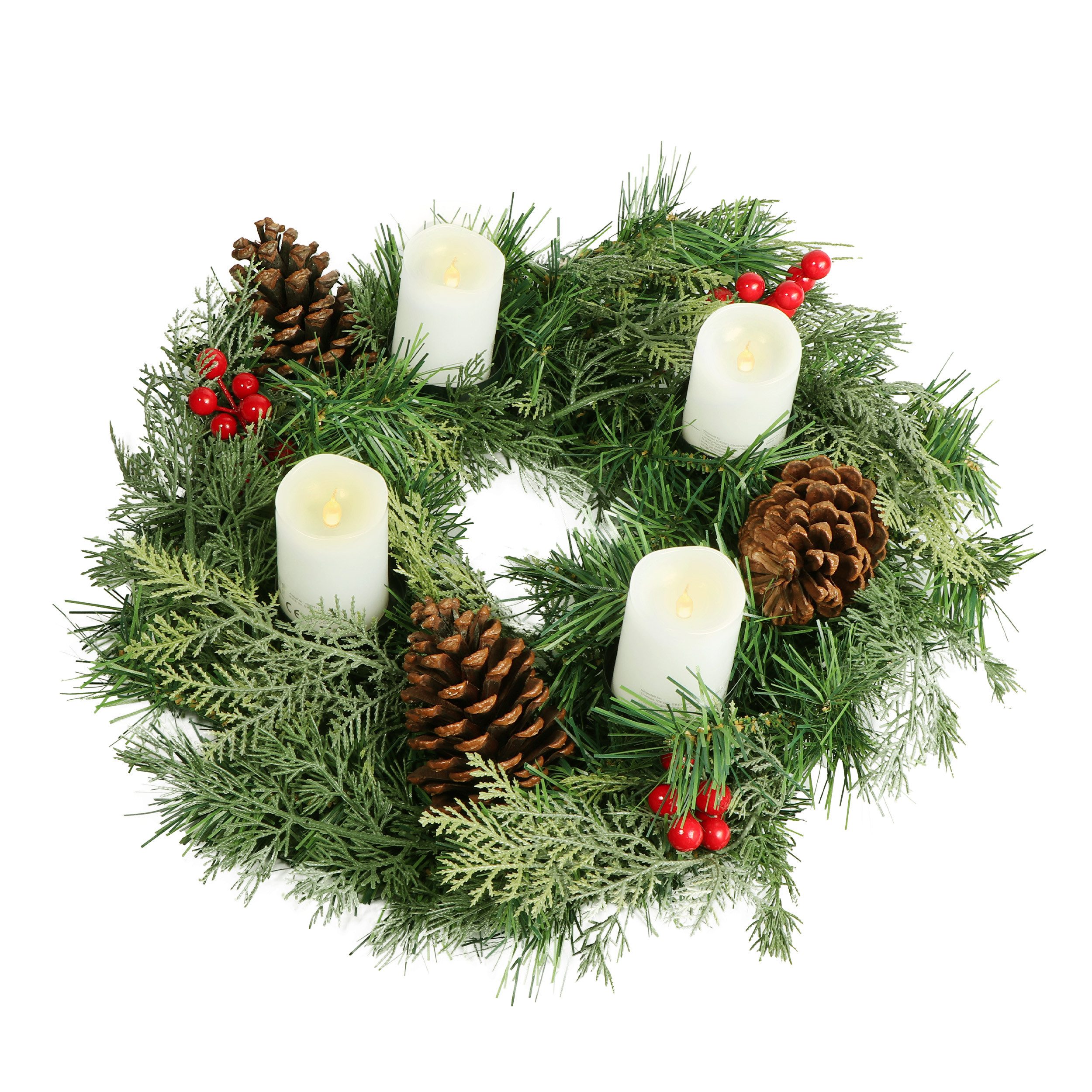 Gartenpirat Adventskranz Künstlicher Adventskranz Ø30, 40, 60cm Weihnachtskranz, Adventsgesteck