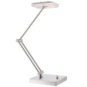 Globo Schreibtischlampe, LED-Leuchtmittel fest verbaut, Warmweiß, LED 4 Watt Tischleuchte Tischlampe Bürolampe Nickel Leselampe