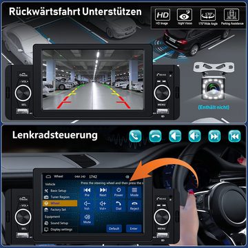 Hikity 1Din CarPlay & Android Auto 5 Zoll mit Rückfahrkamera Autoradio Autoradio (Universal-Auto-Multimedia-Player, Bluetooth FM-Radio)
