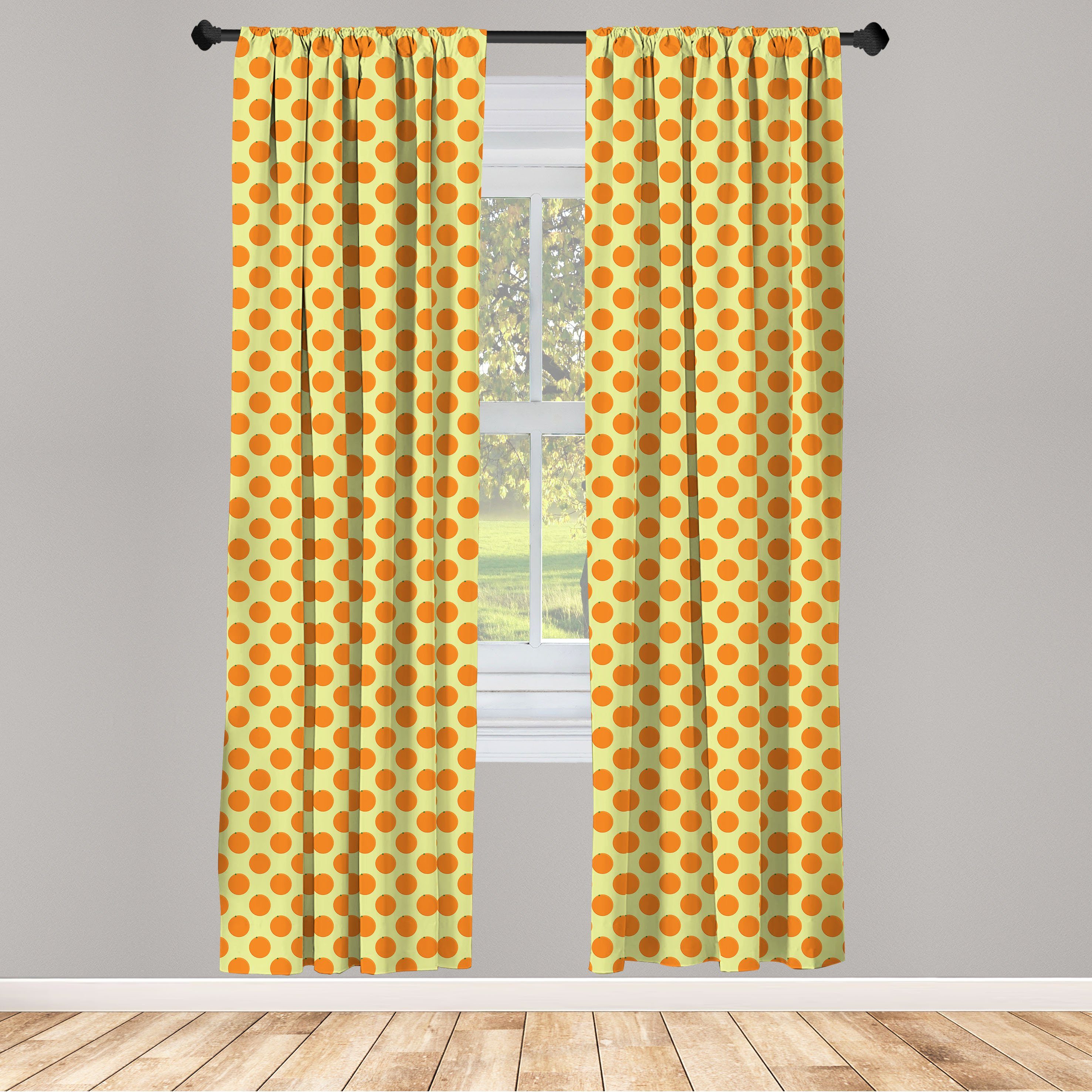 Gardine Vorhang für Wohnzimmer Schlafzimmer Dekor, Abakuhaus, Microfaser, Orange Minimalistischen Stil Frucht-Kunst