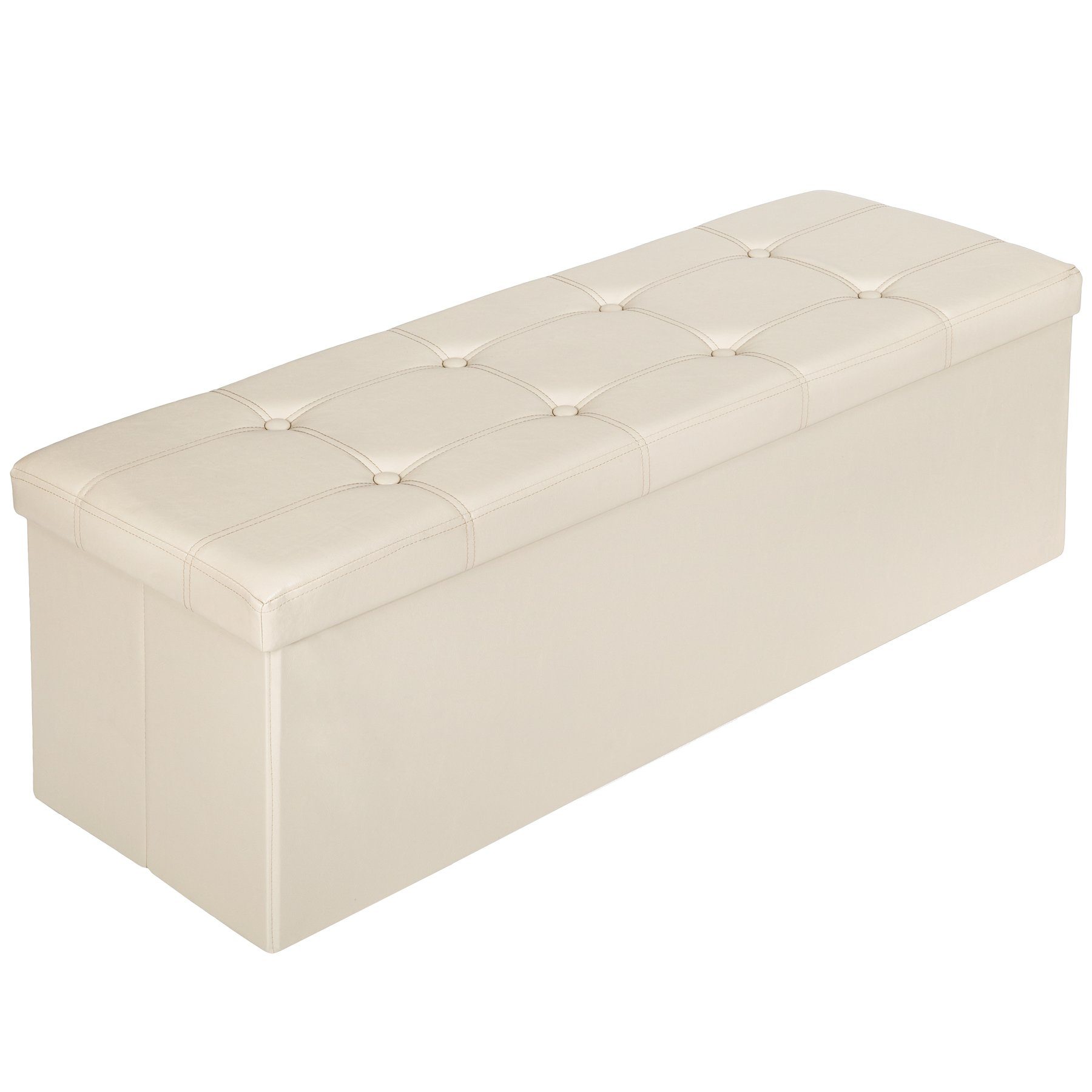 tectake Sitzhocker Faltbare Sitztruhe aus Kunstleder mit Stauraum (1), faltbar beige