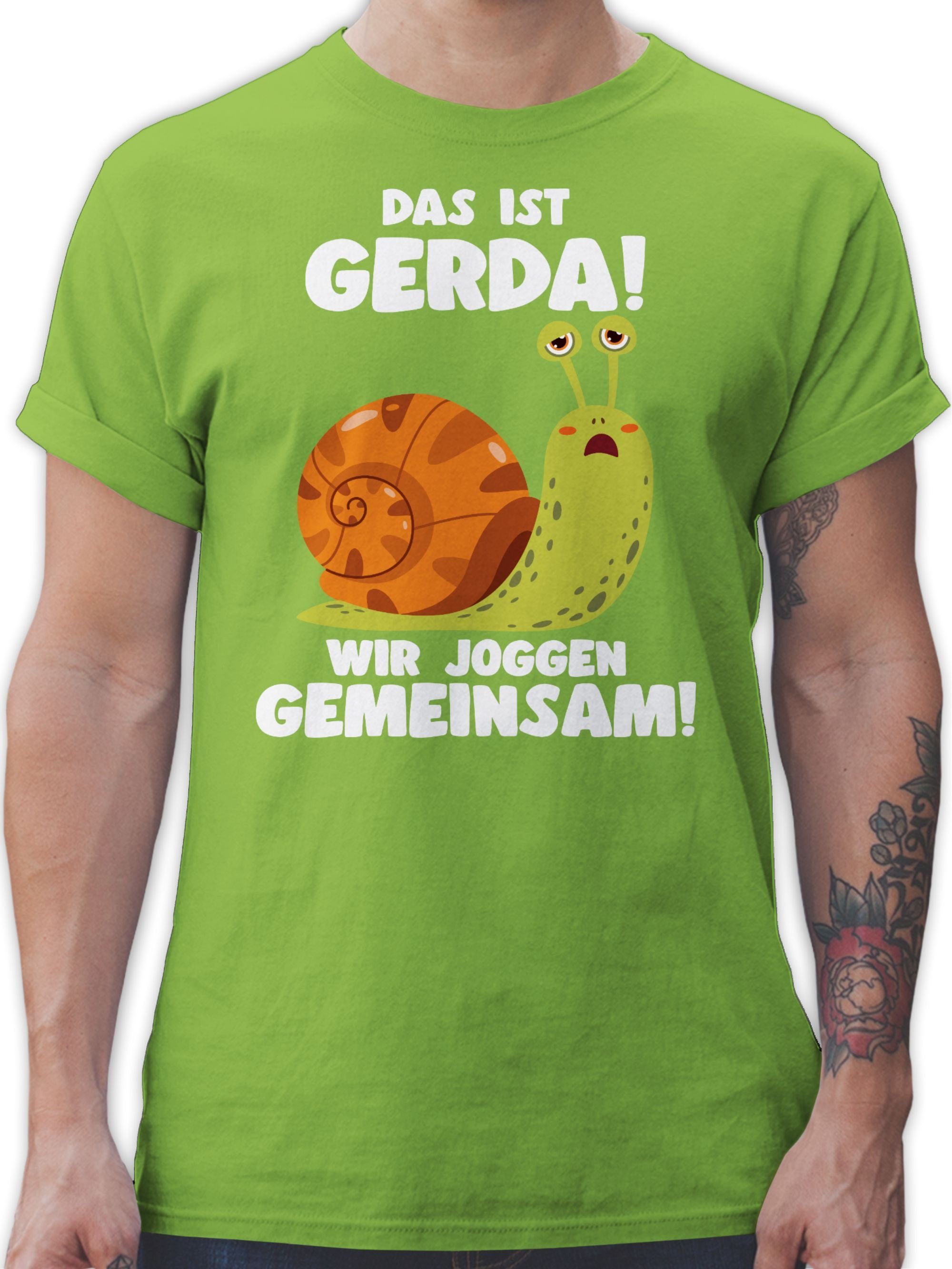 Shirtracer T-Shirt Das ist Gerda Wir joggen gemeinsam - Langsame Schecke Joggen Lustig Sp Wandern Laufen Joggen Zubehör 02 Hellgrün