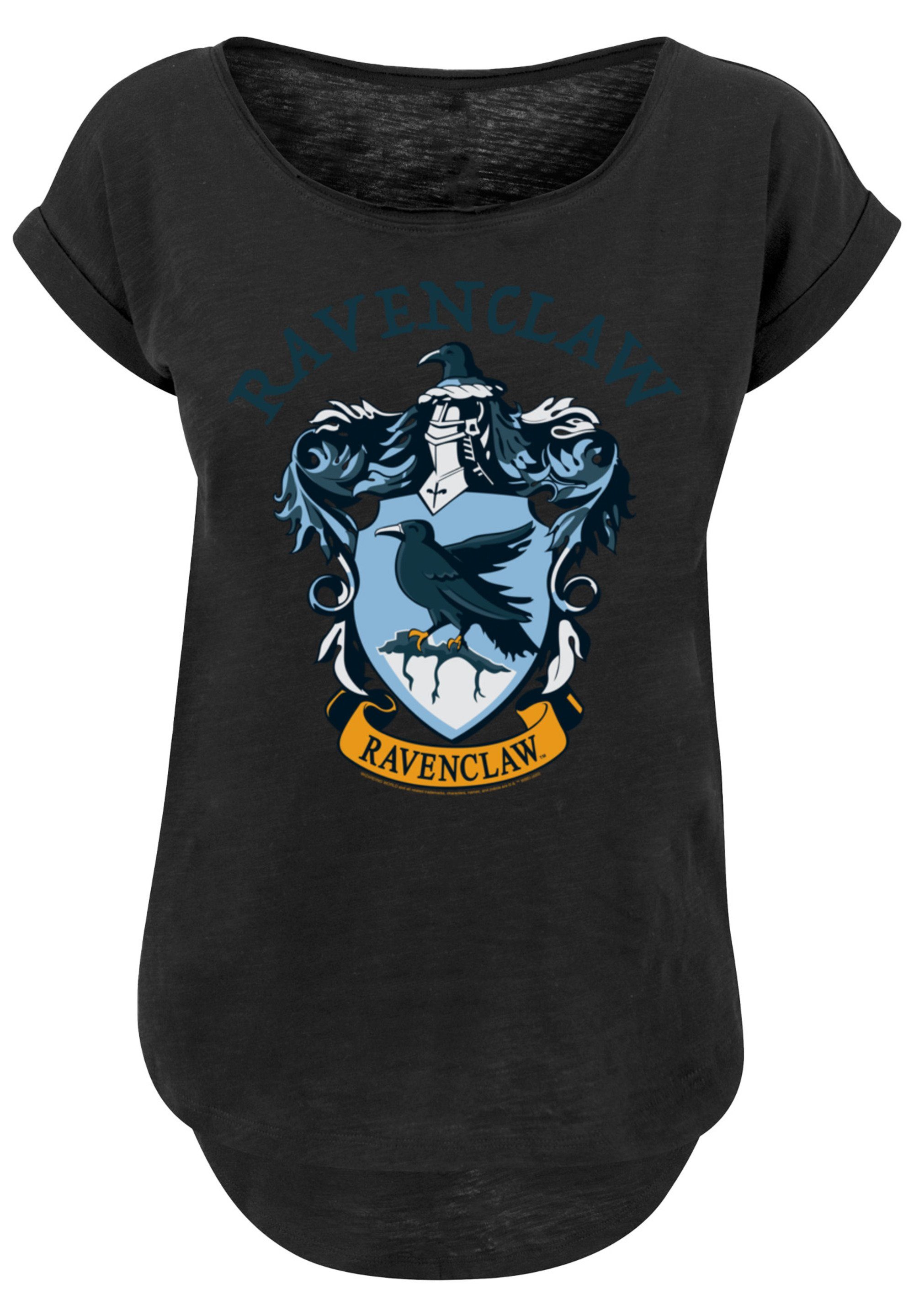 F4NT4STIC Kurzarmshirt Harry Crest with Ravenclaw black Ladies Tee Slub Long (1-tlg) Potter Damen