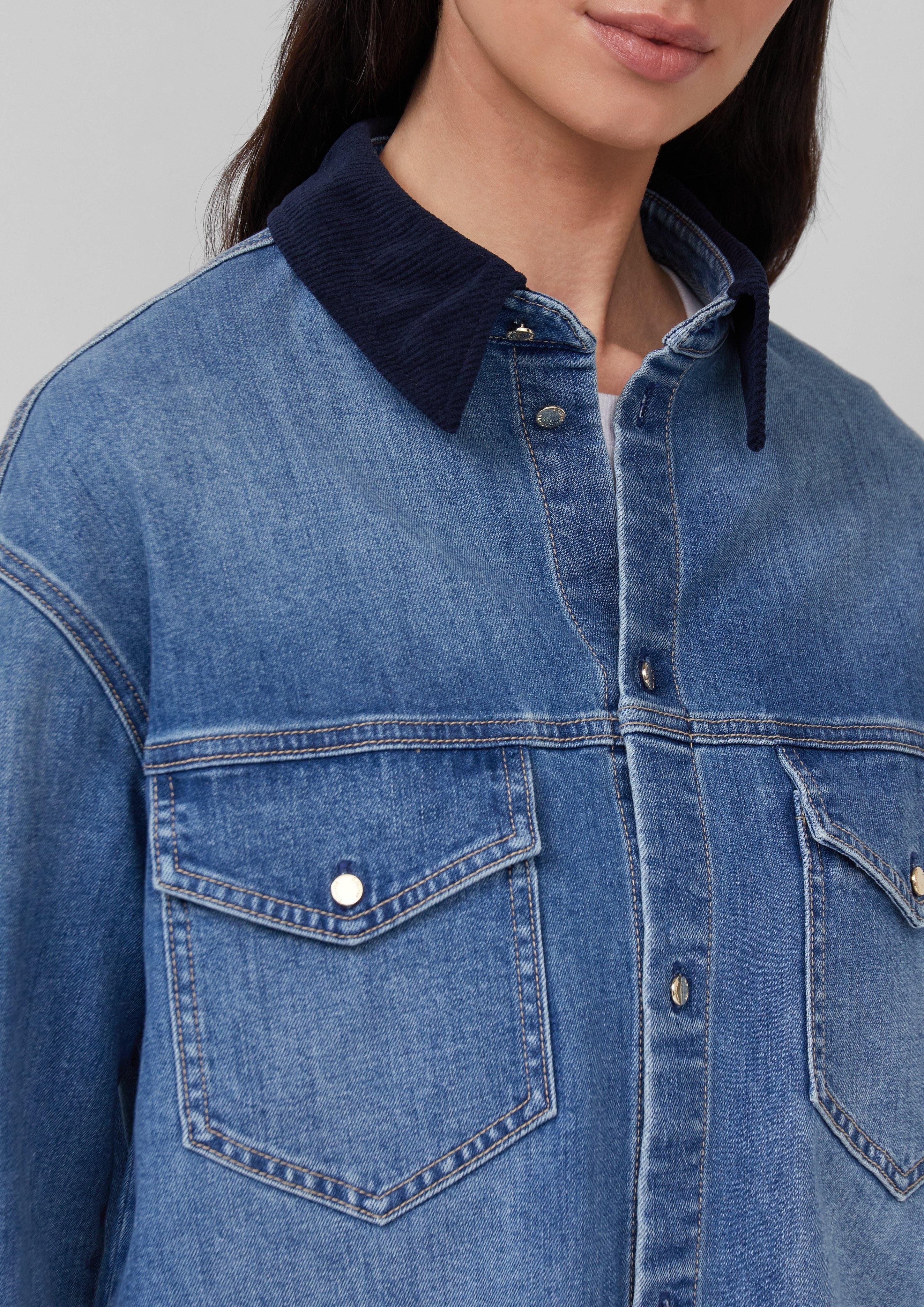 s.Oliver Langarmbluse Denim-Overshirt mit Cord-Details günstig online kaufen